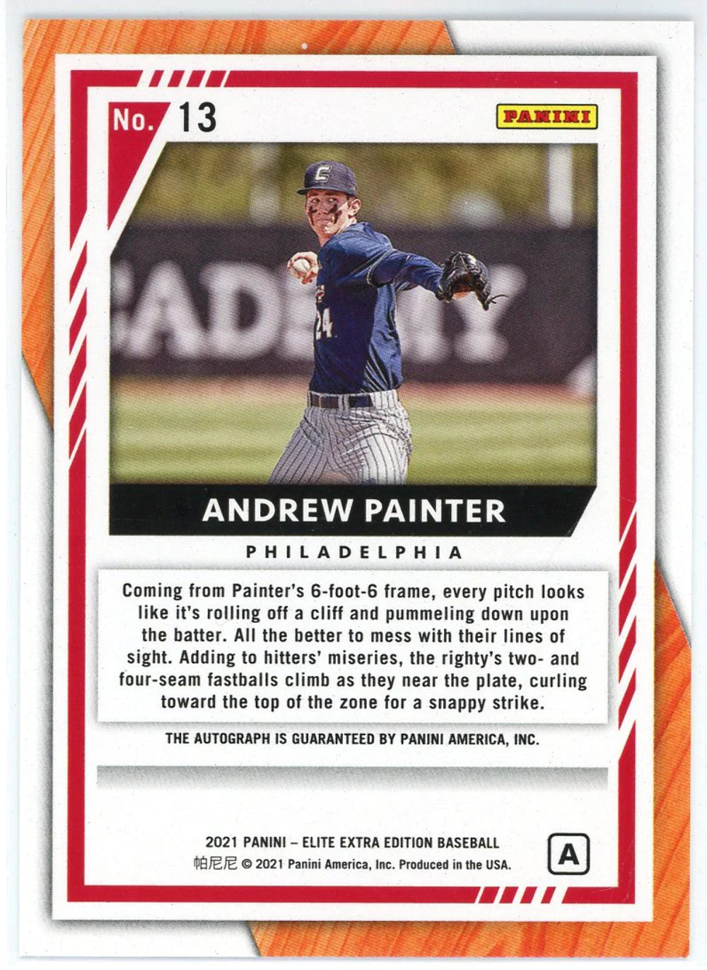 Andrew Painter Autographed 2021 Panini Elite