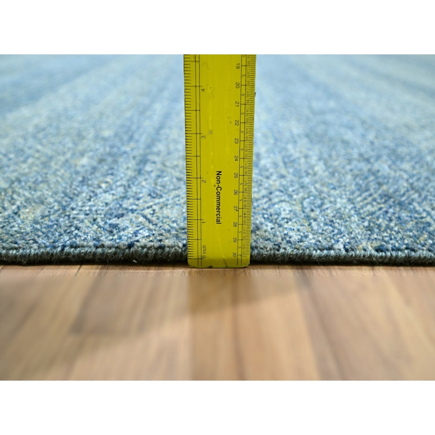 8'X10' Denim Blue Repetitive Diamond Design Pure Wool Hand Knotted Rug