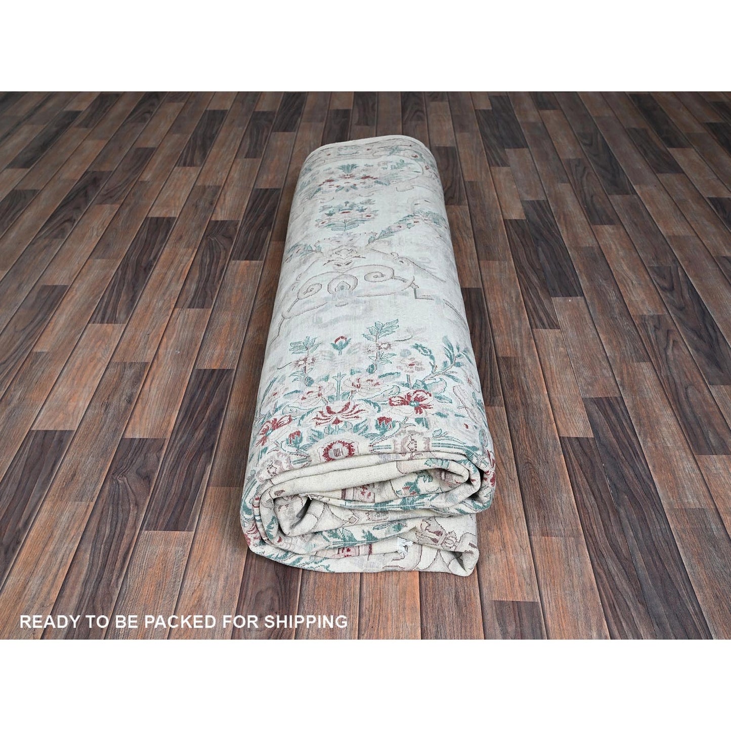 9'X11'9" White Aubusson Design Zoroastrian 300 Kpsi Wool Hand Knotted Rug