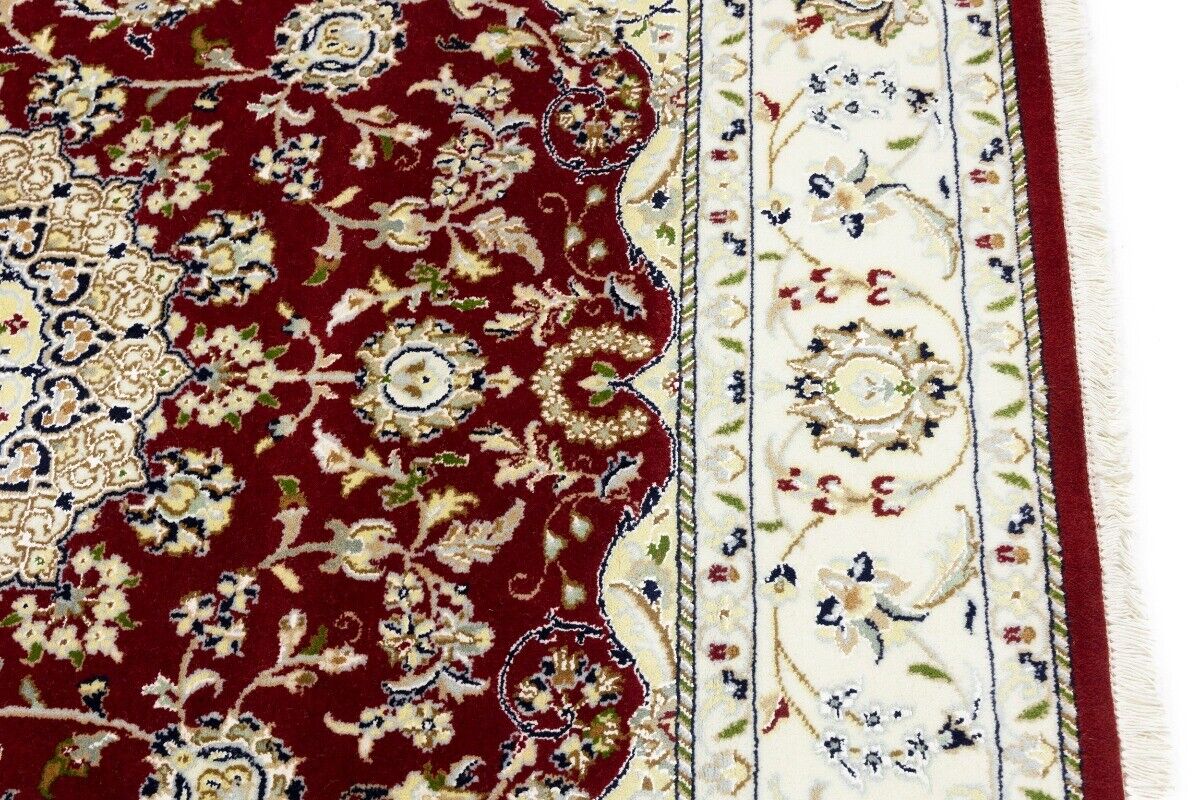6X6 Ft Square Red Floral Indo-Nain Rug Classic