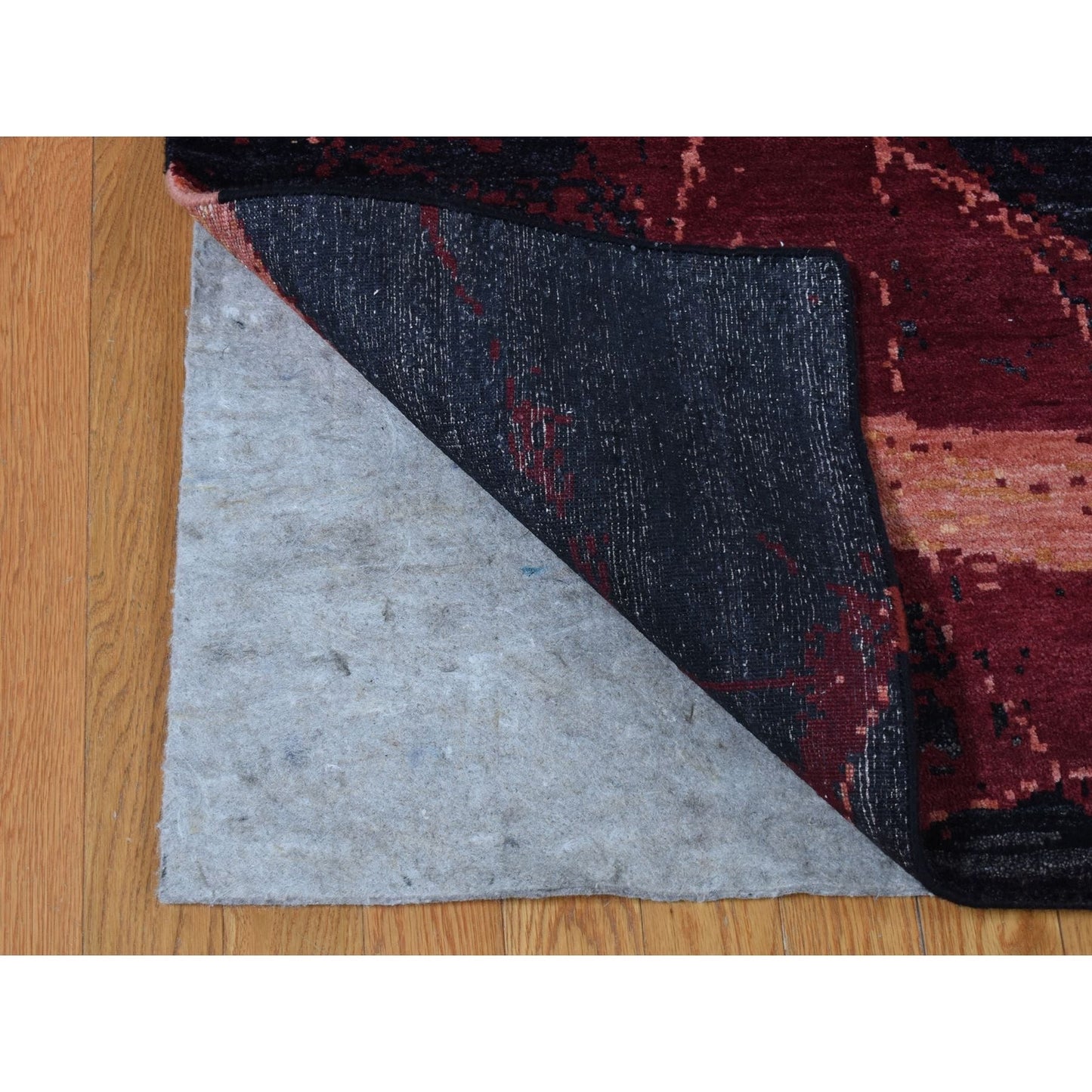9'2"X12' Red The Flamboyant Galaxy Design Wool And Silk Hand Knotted Rug