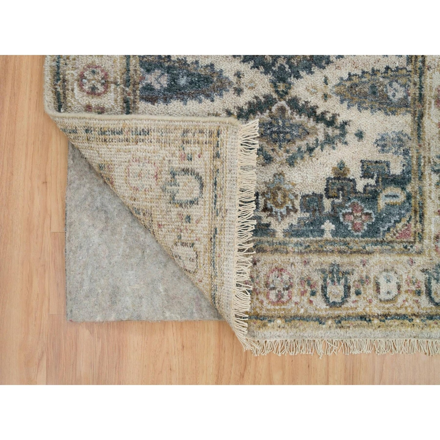 2'6"X17'10" Oyster White Hand Knotted Reimagined Viss Xl Runner Rug
