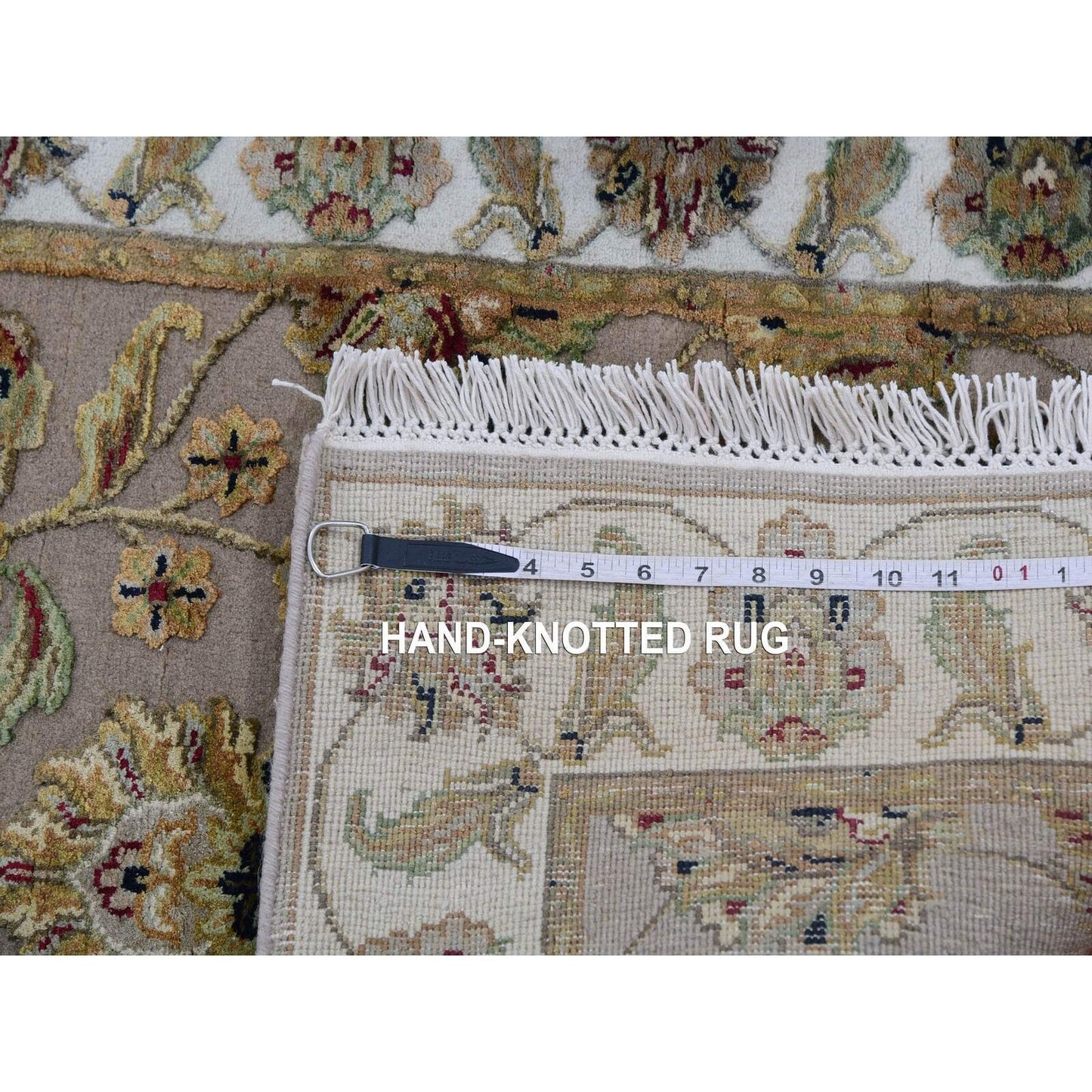 2'6"X10'1" Brown Hand Knotted Wool Silk Rajasthan Design Runner Rug