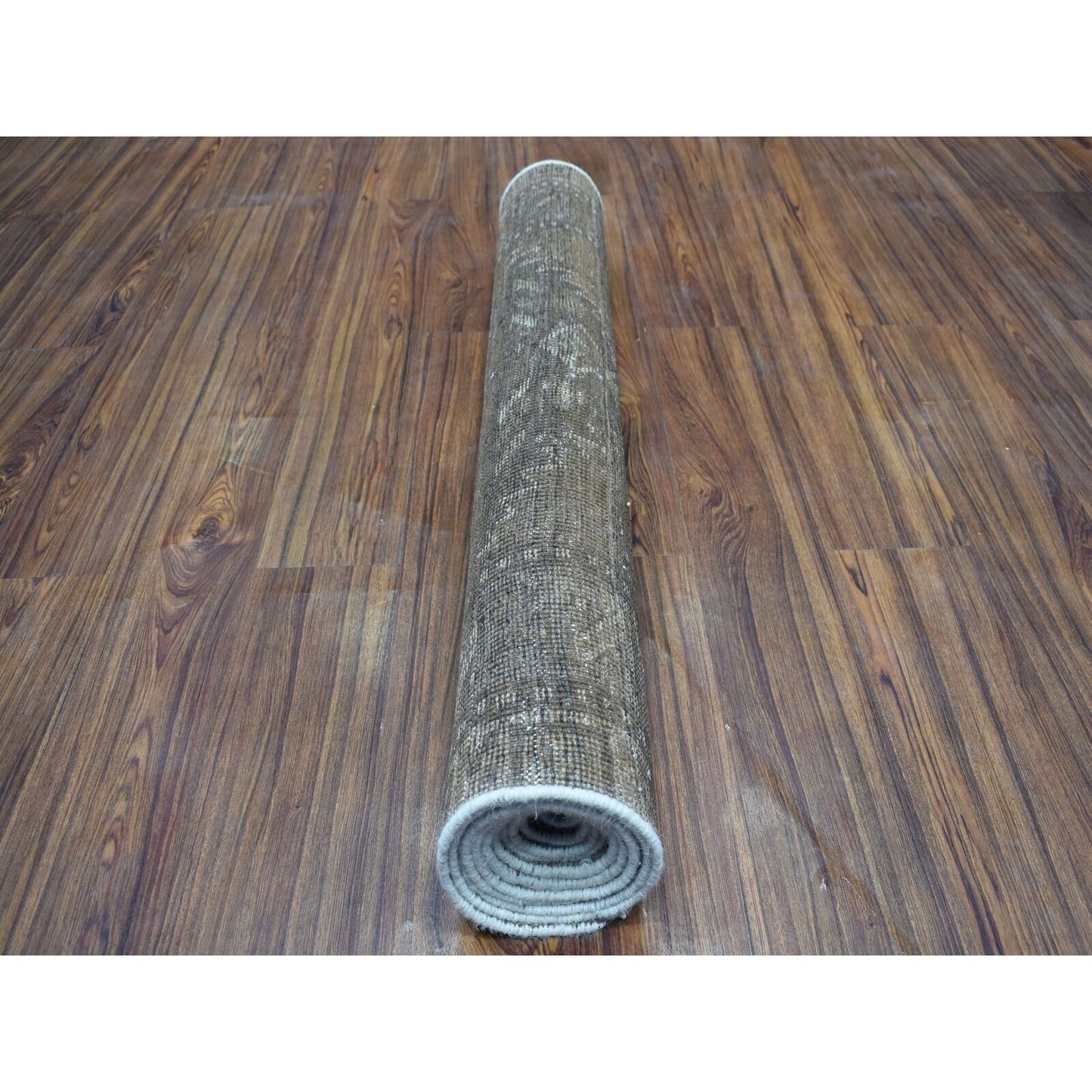 3'3"X9'8" Vintage Worn Down Wide Runner Hand Knotted Tribal Bohemian Rug