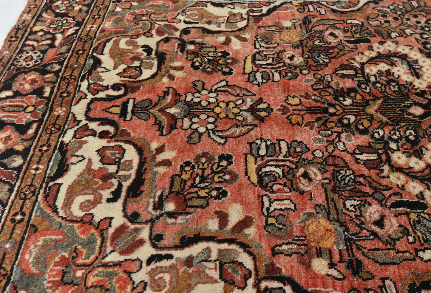 Handmade Semi Antique Tribal Rug Muted Red Floral