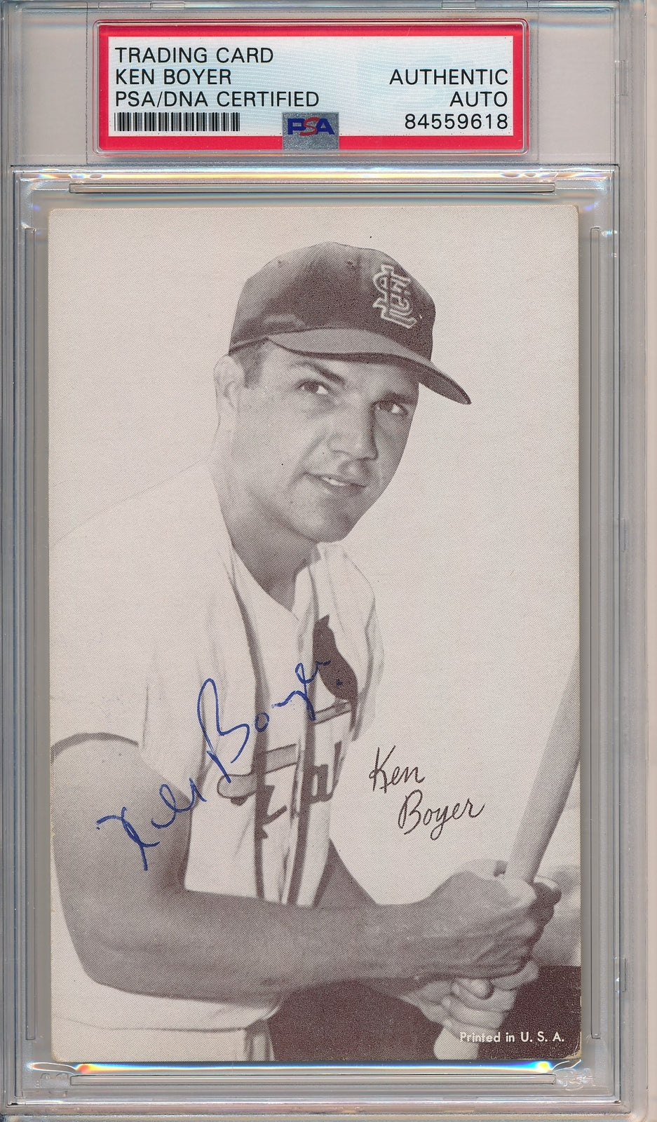 Ken Boyer Cardinals Signed/Auto 3.5X5.5 B/W