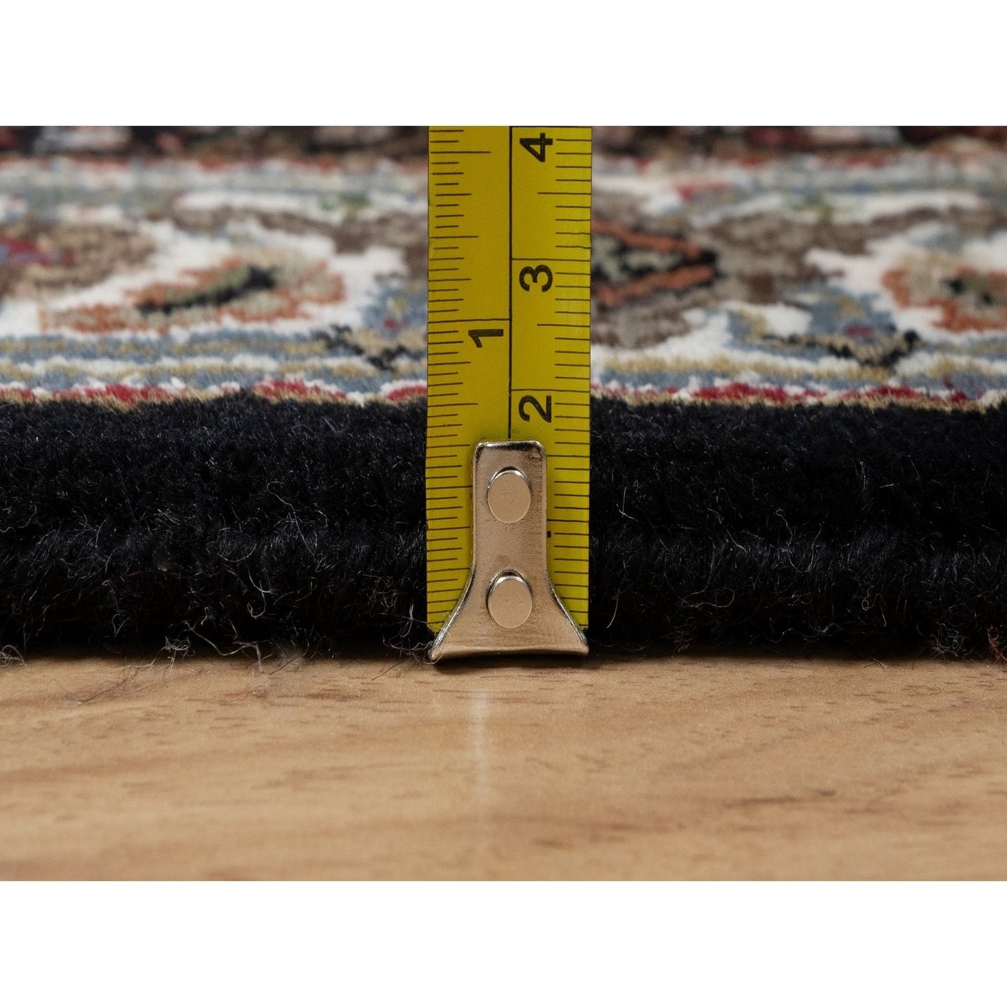 2'8"X20'1" Rich Black Tebraz Mahi Pure Wool Hand Knotted Xl Runner Rug
