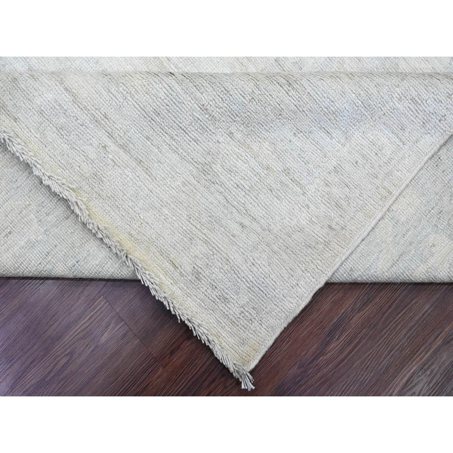 9'10"X13'9" Gray Afghan Angora Oushak Leaf Design Hand Knotted Wool Rug