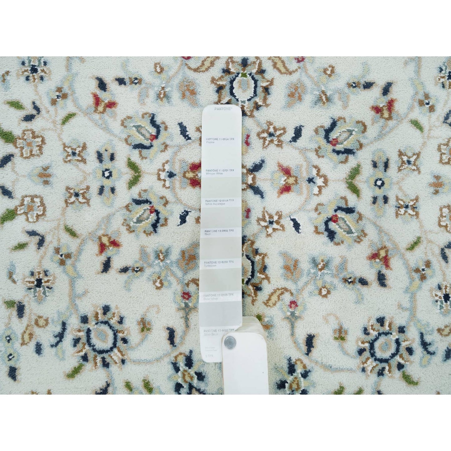 2'6"X8'2" White Hand Knotted Nain Design 250 Kpsi Organic Wool Runner Rug