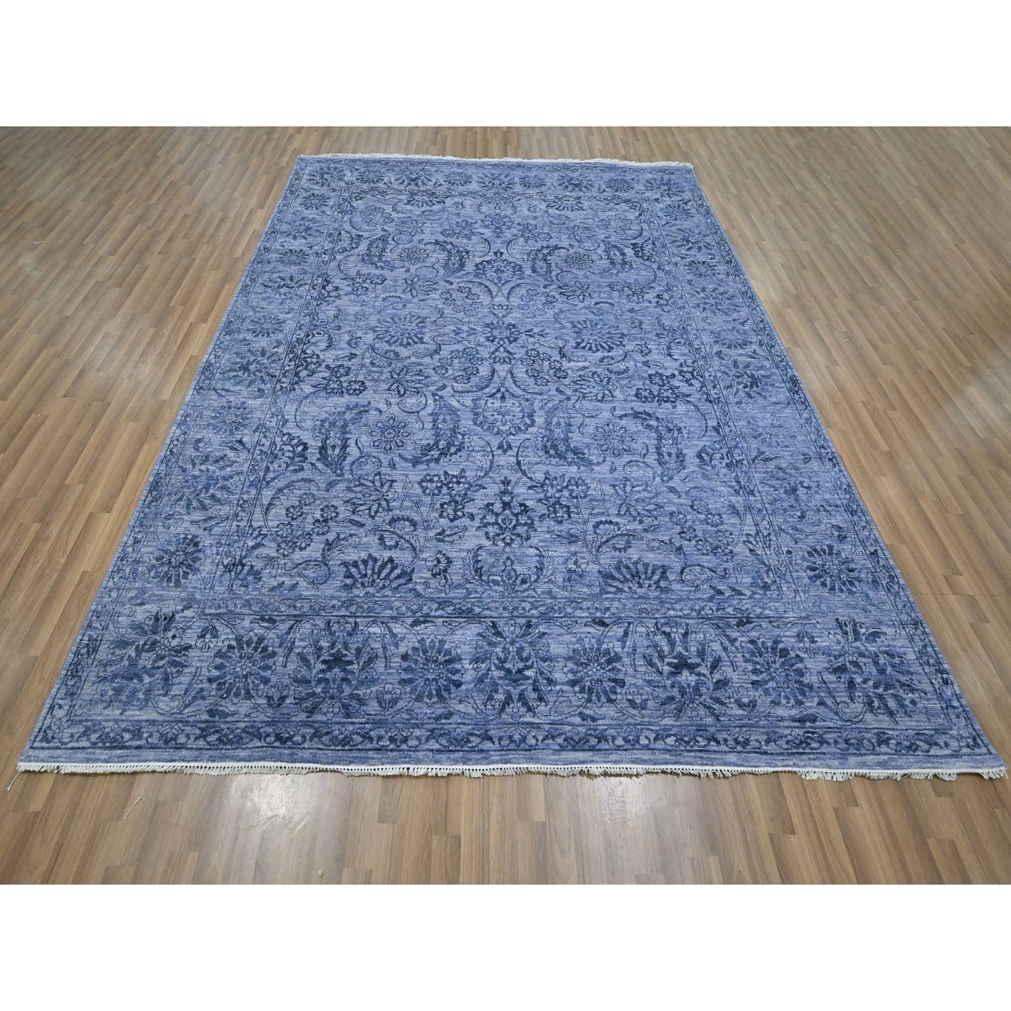 8'1"X10' Purple Saturated Colors And Design Hand Knotted Wool & Silk Rug