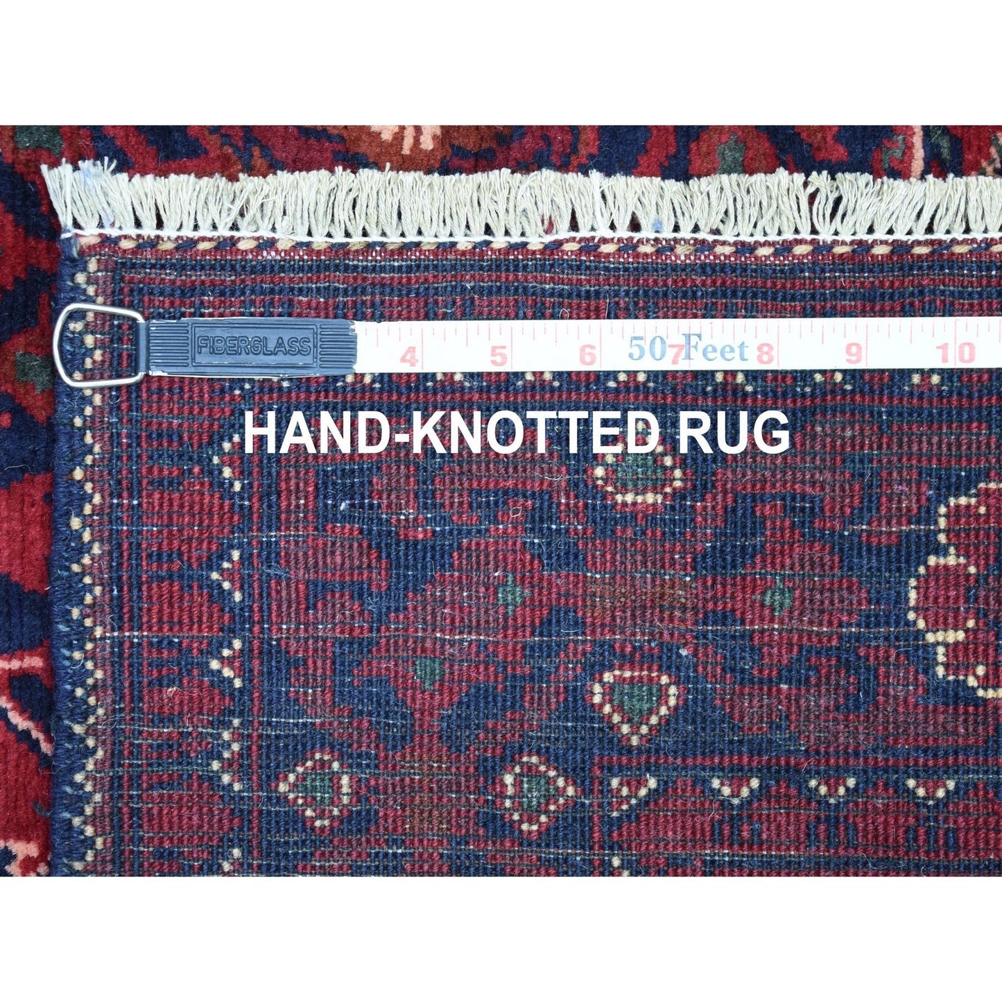 3'3"X4'10" Hand Made Saturated Red Wool Afghan Khamyab Tribal Design Rug