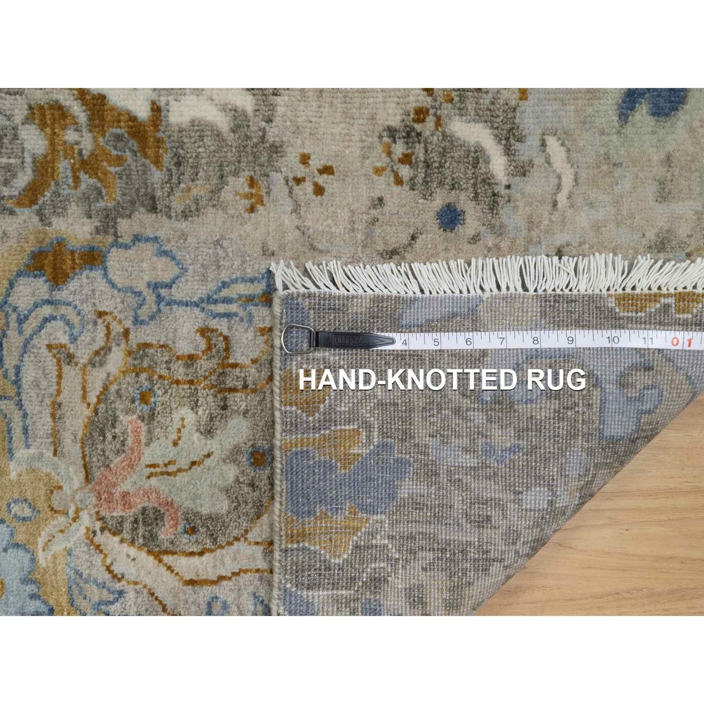 2'X3'1" Ivory Broken Pattern Oushak Design 100% Wool Hand Knotted Mat Rug