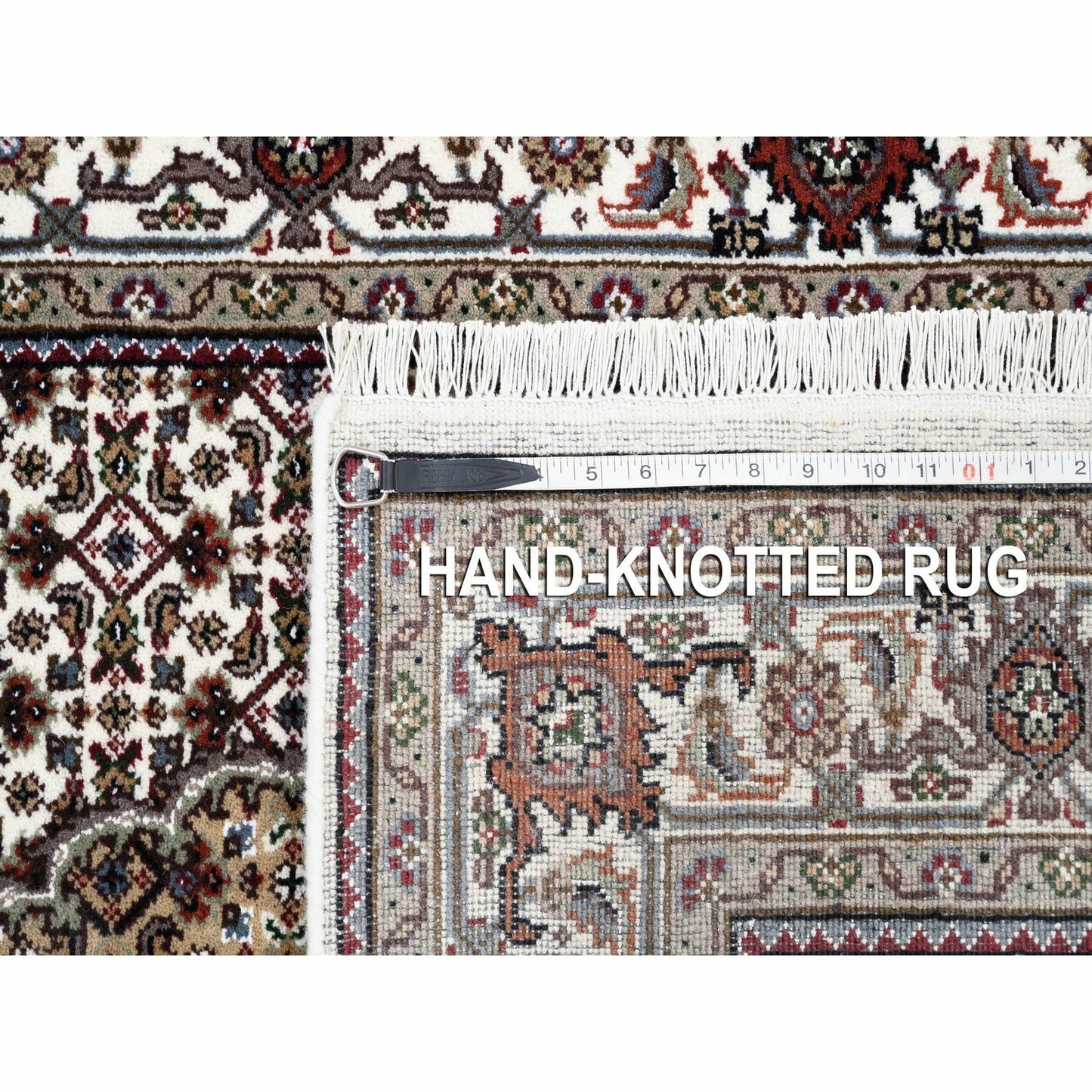 3'8"X6' Wool And Silk Fish Medallion Design Tebraz Mahi Handknotted Rug