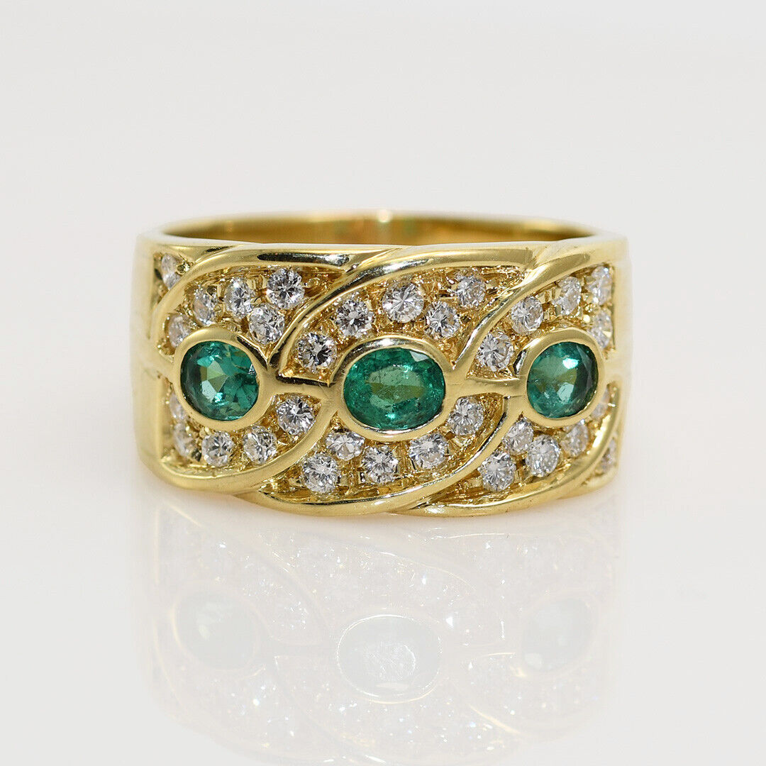 14K Yellow Gold Emerald & Diamond Ring .50Tdw,