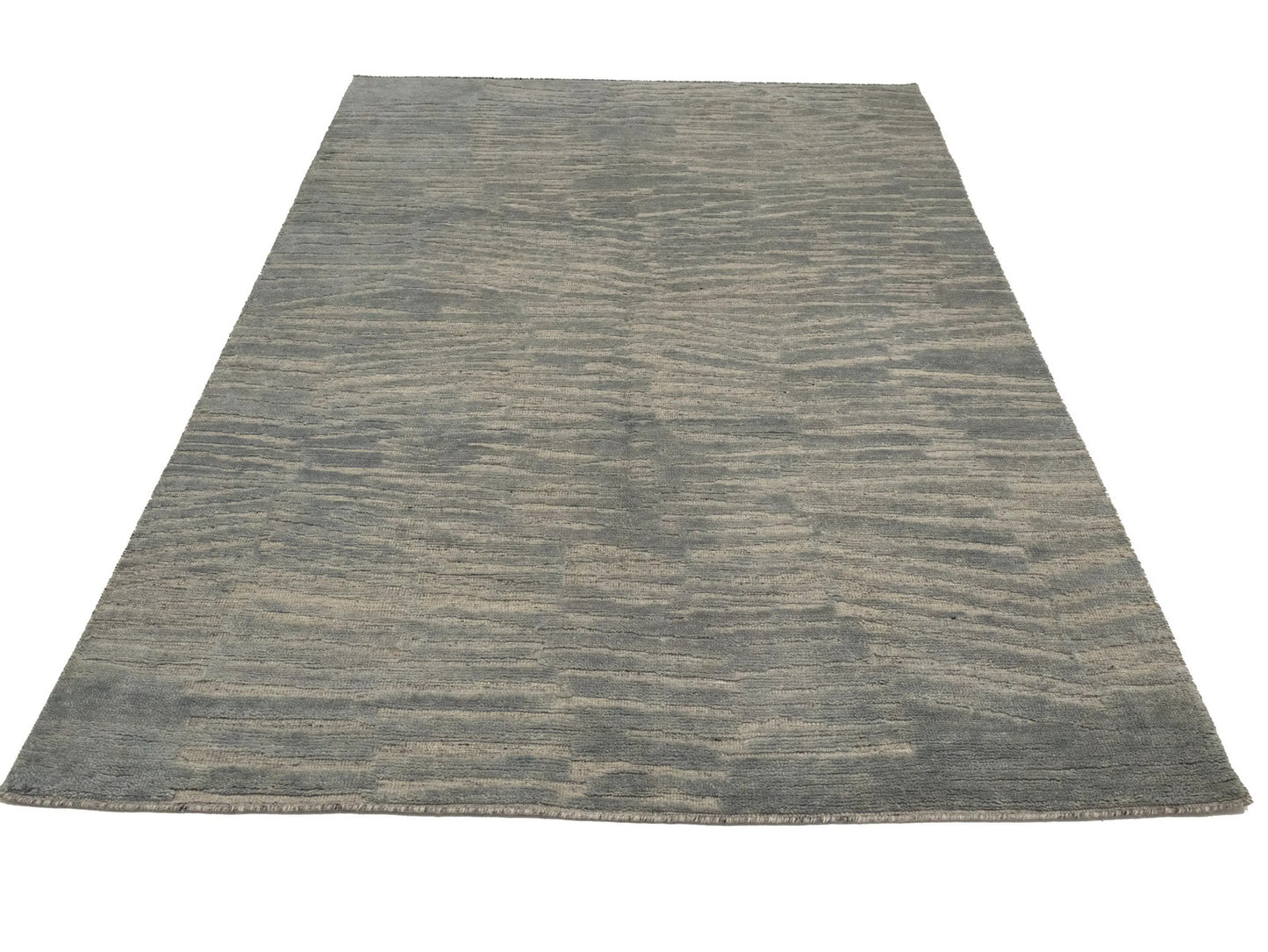 Bas-Relief Modern Gray Wool Hand-Knotted 6X9 Ft