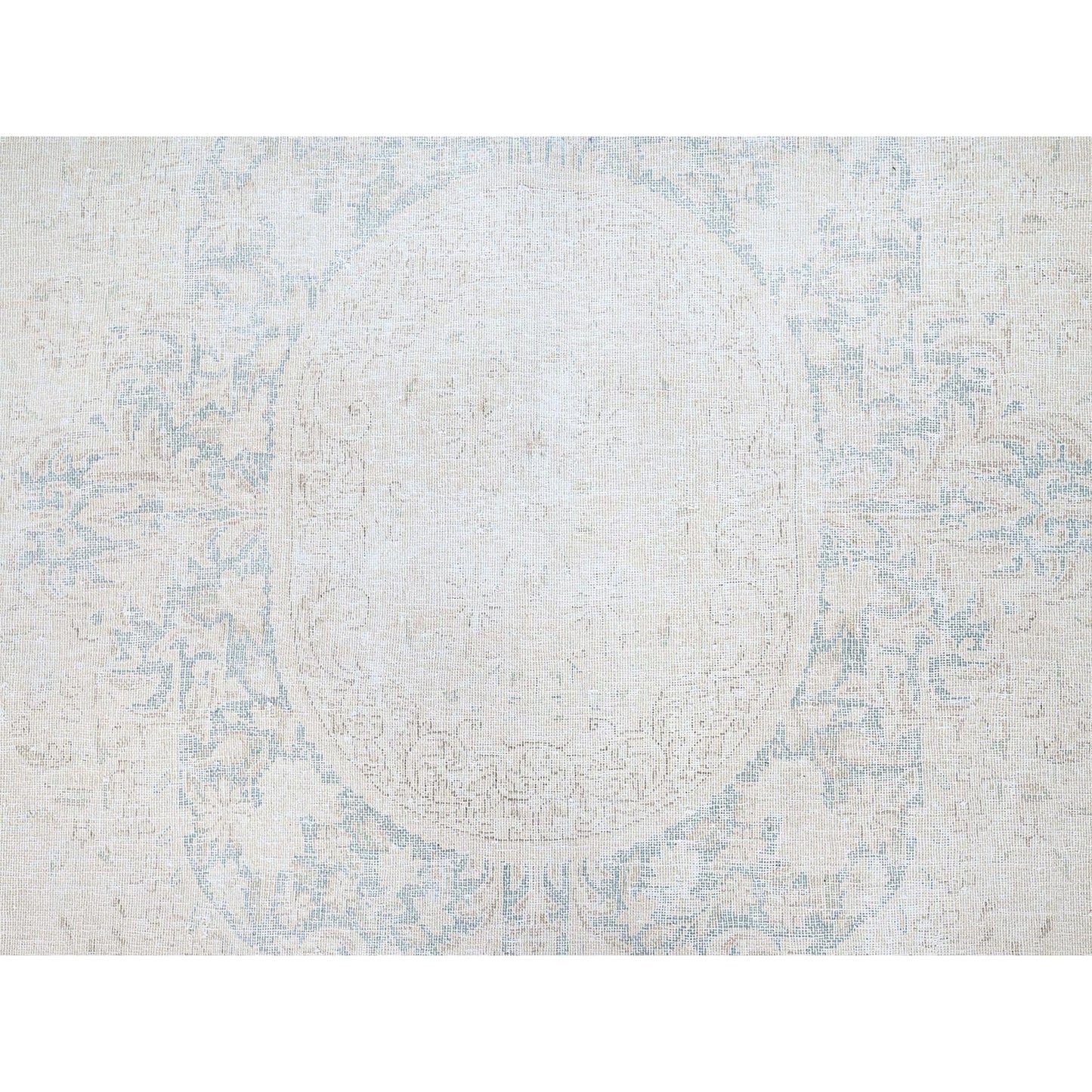 9'4"X12'3" White Pure Wool Hand Knotted Vintage Zoroastrian Karman Rug