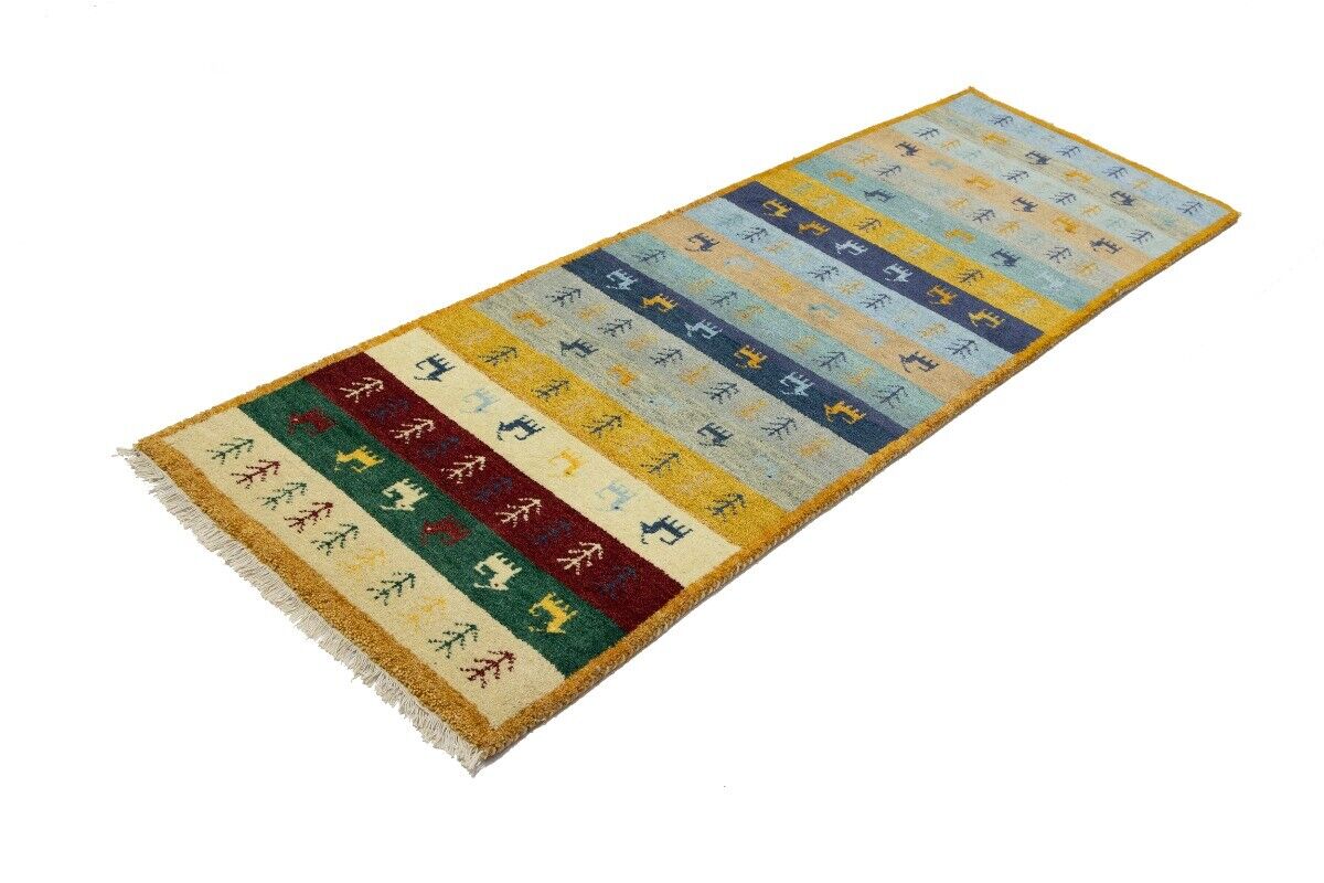 Contemporary Multicolored Stripes Indo-Gabbeh