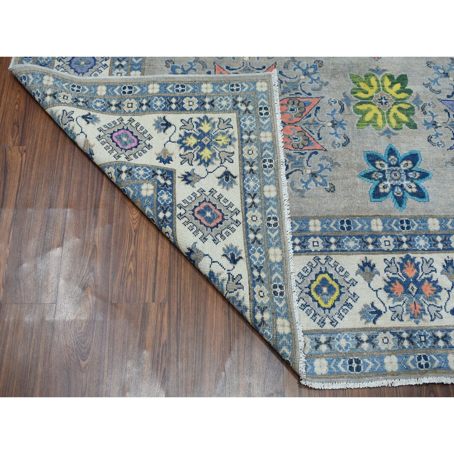 8'X9'9" Colorful Fusion Kazak Pure Wool Hand-Knotted Oriental Rug