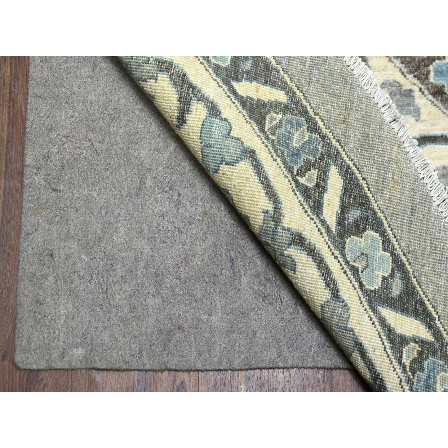 11'8"X11'8" Hand Knotted Gray Heriz Fine Peshawar Pure Wool Round Rug