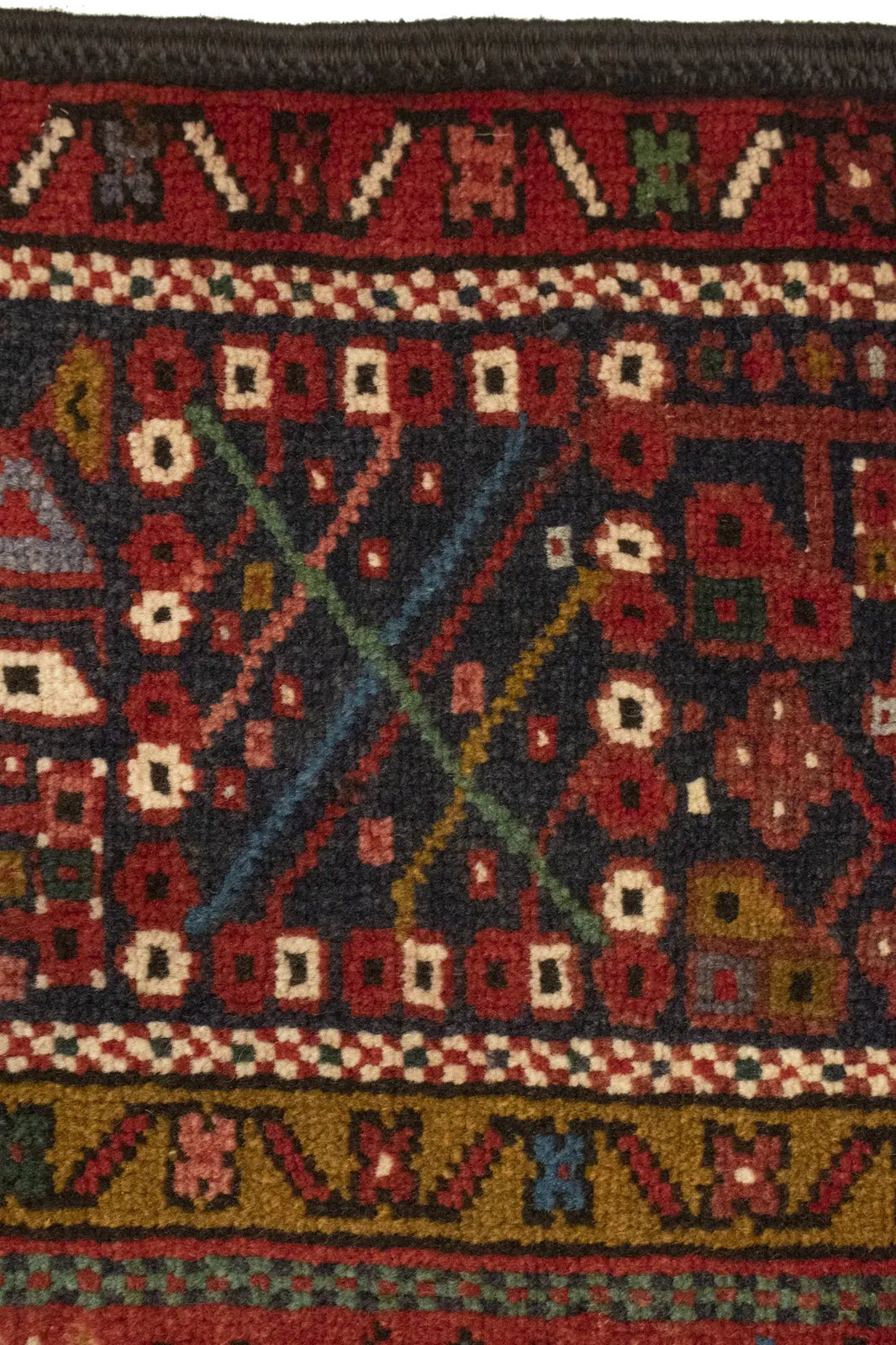 Handmade Vintage Tribal Geometric Area Rug Rusty