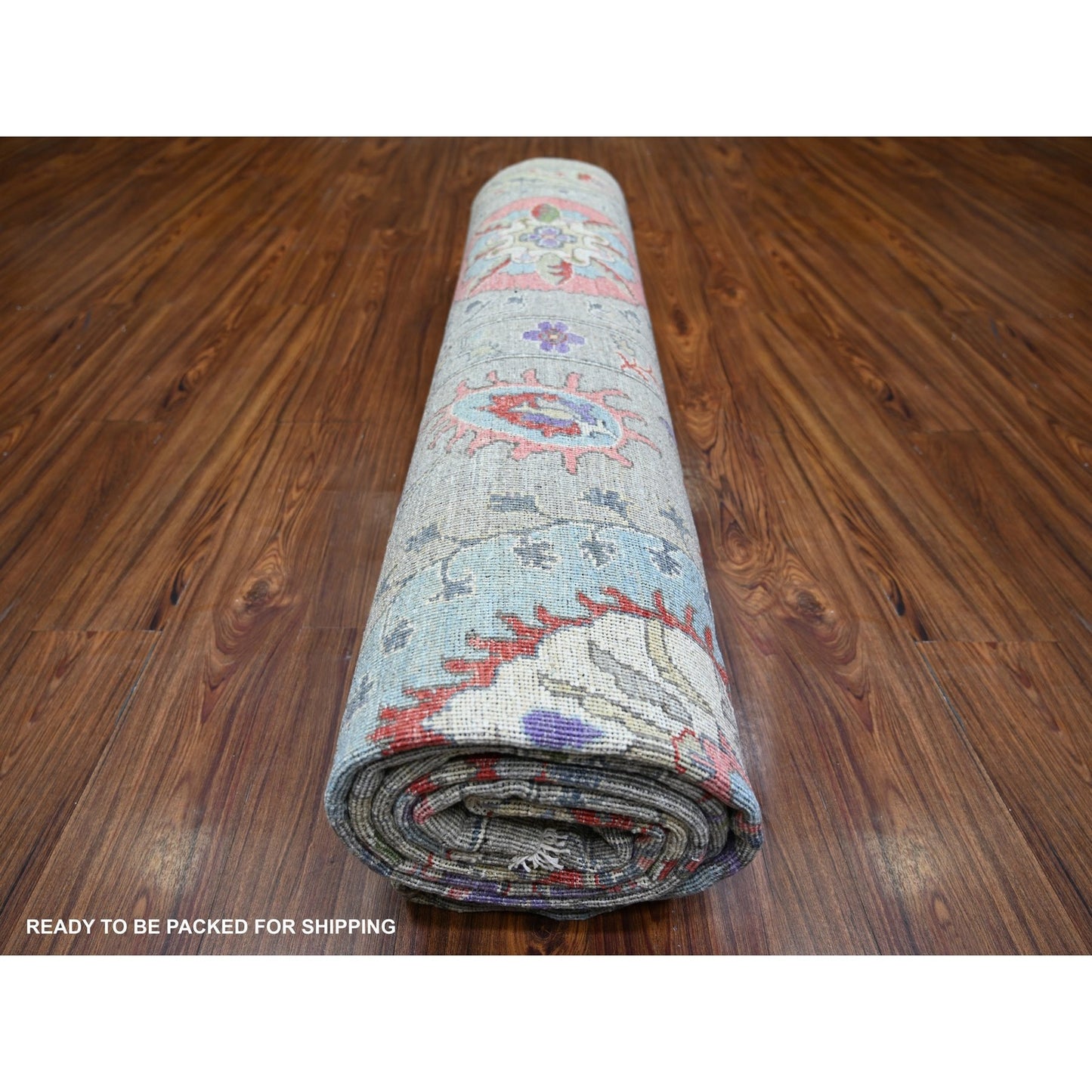 9'X12'2" Light Beige Soft Wool Hand Knotted Fine Peshawar Rug