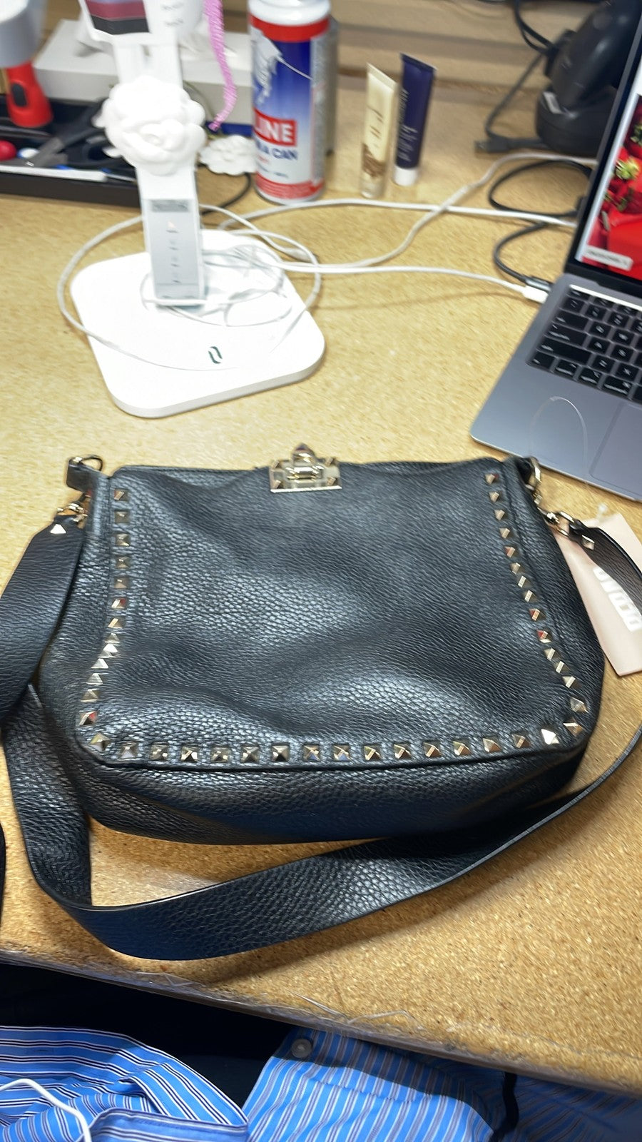 Valentino Garavani Rockstud Flip Lock Messenger Bag Leather Small