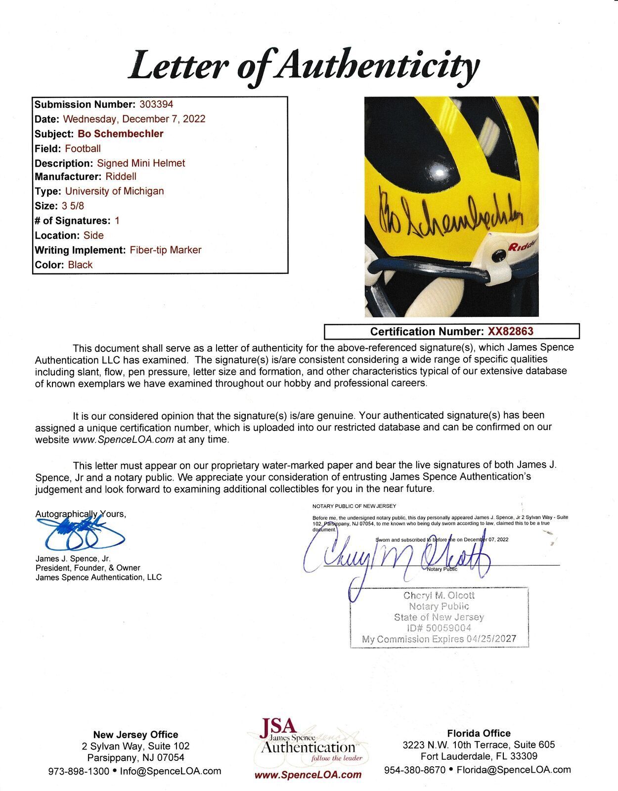 Bo Schembechler Autographed Mini Football Helmet
