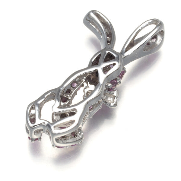 Pink Sapphire Black Diamond Rabbit Pendant 18K