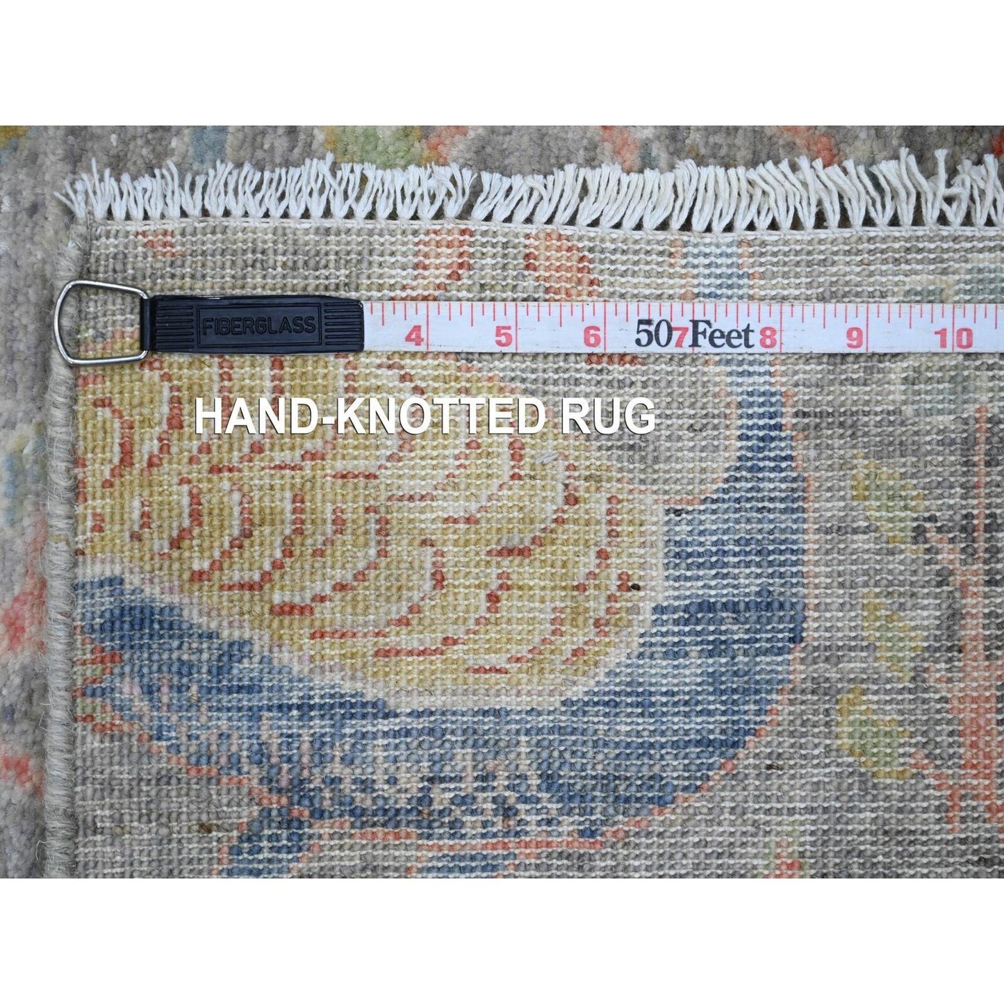 2'7"X22' Gray Afghan Peshawar Birds Design Hand Knotted Wool Runner Rug