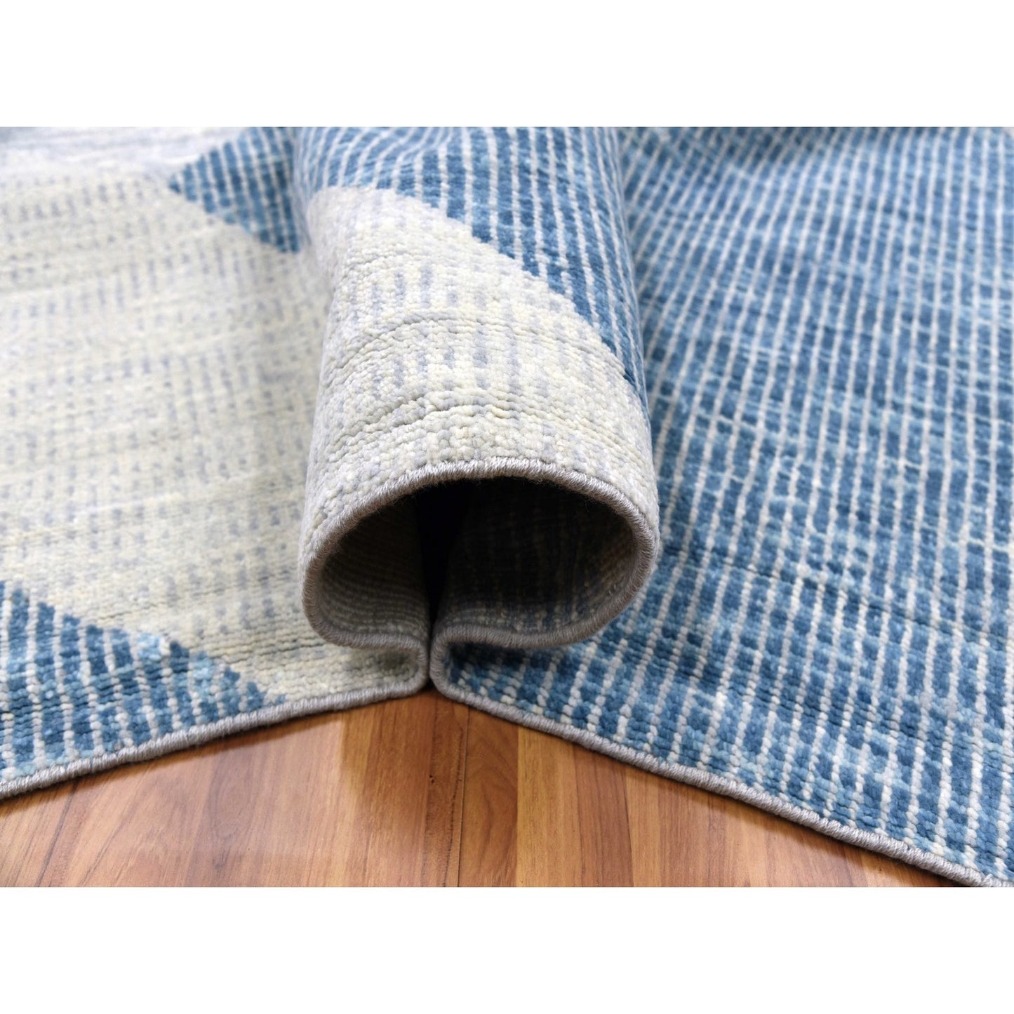 12'1"X18'4" Blue Art Deco Collection Wool Hand Knotted Oversized Rug