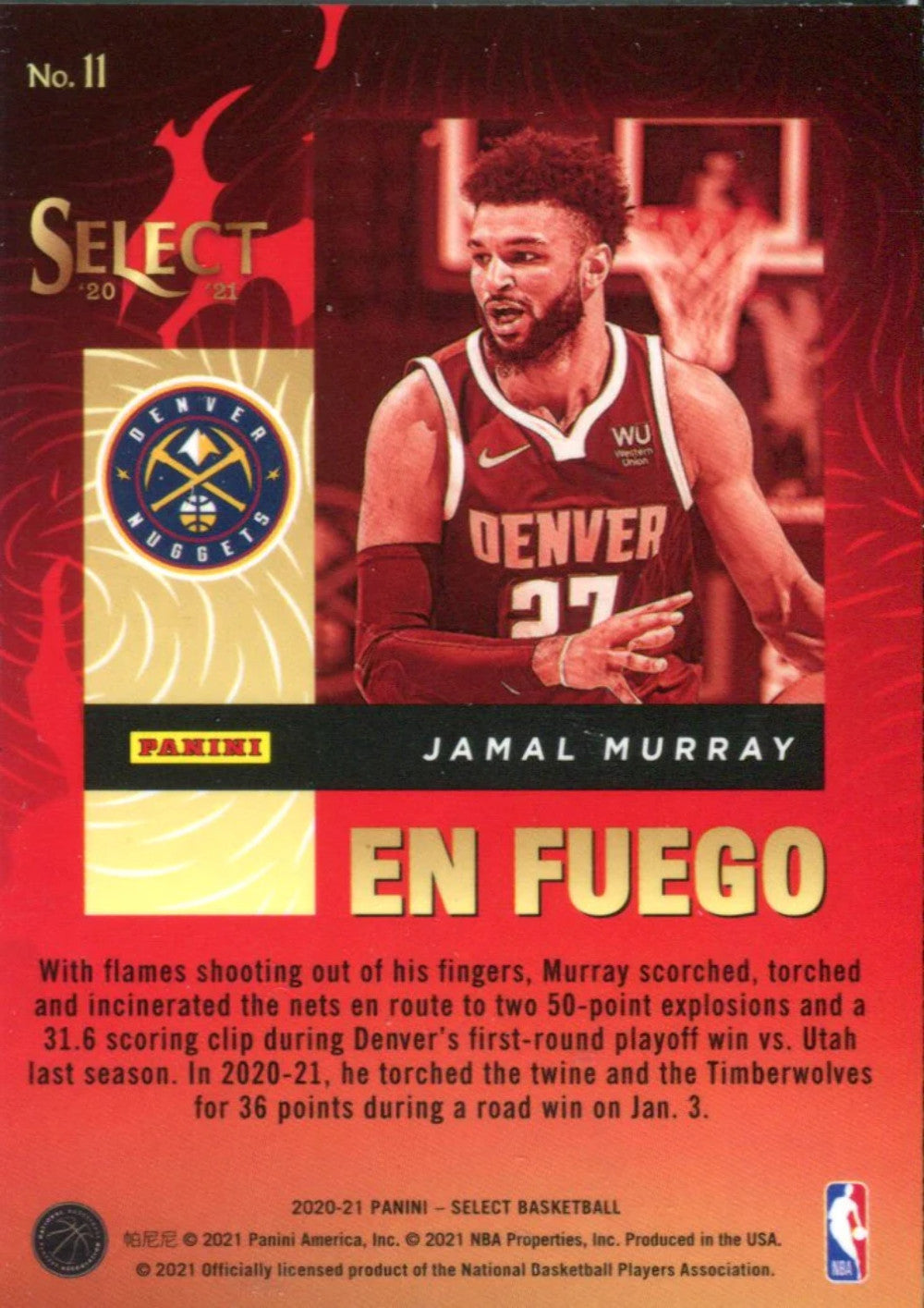 Jamal Murray 2020 Panini Select En Fuego Case Hit