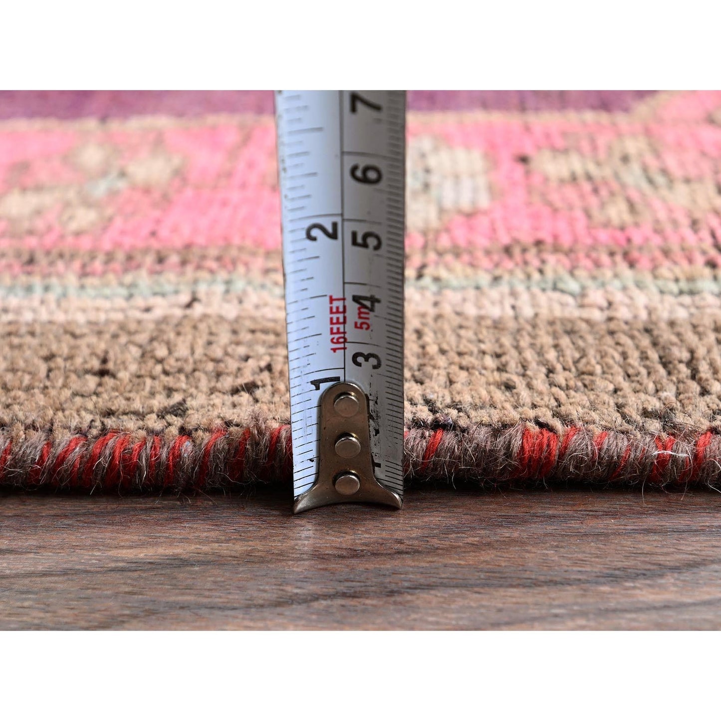2'X11' Pink Vintage Northwest Zoroastrian Hand Knotted Pure Wool Runner Rug