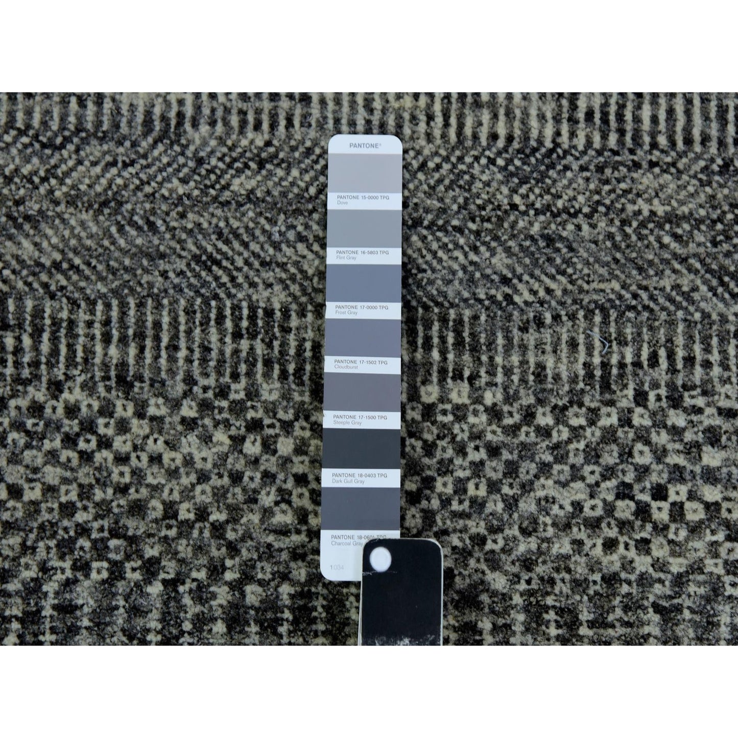 2'7"X11'8" Flint Gray Hand Knotted Grass Design Undyed Wool Runner Rug