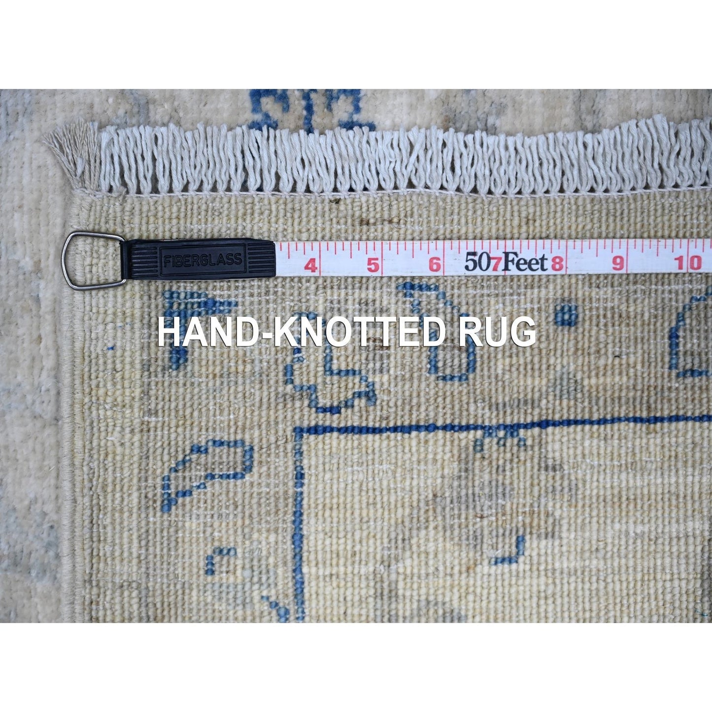 2'6"X19'5" Ivory Hand Knotted Wool White Wash Peshawar Xl Runner Rug