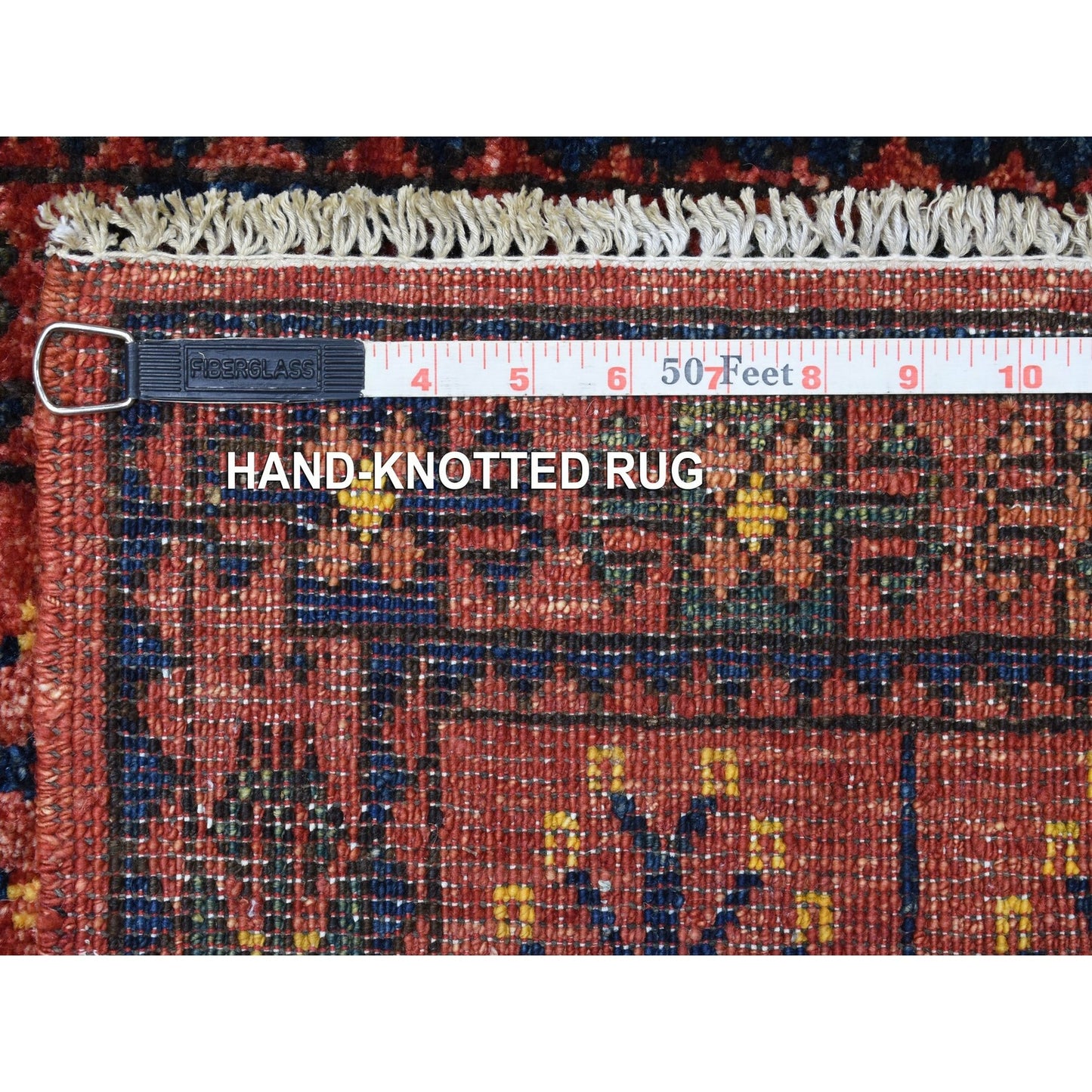 Rug 2'x2'10" Red Wool Afghan Ersari Tribal Design Hand Knotted Oriental