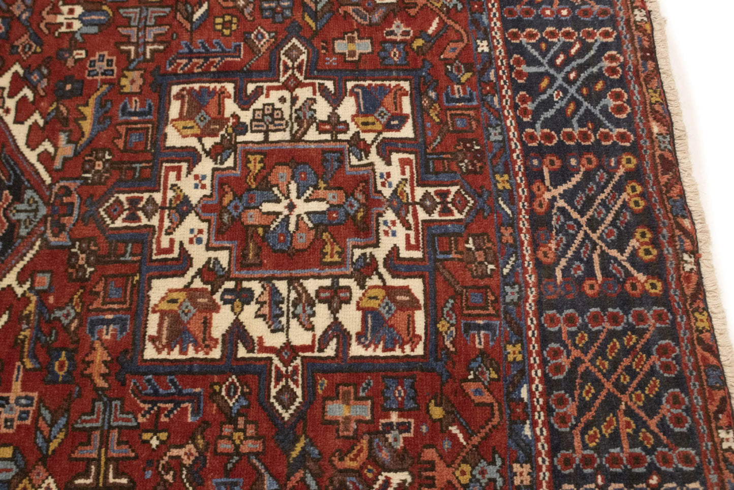 Semi-Antique Oriental Rug Rusty Red Geometric