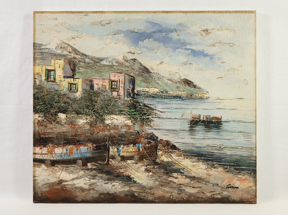 Alberto Corsini Original Oil Painting "Naples Harbor" Signed F10 Italian Art