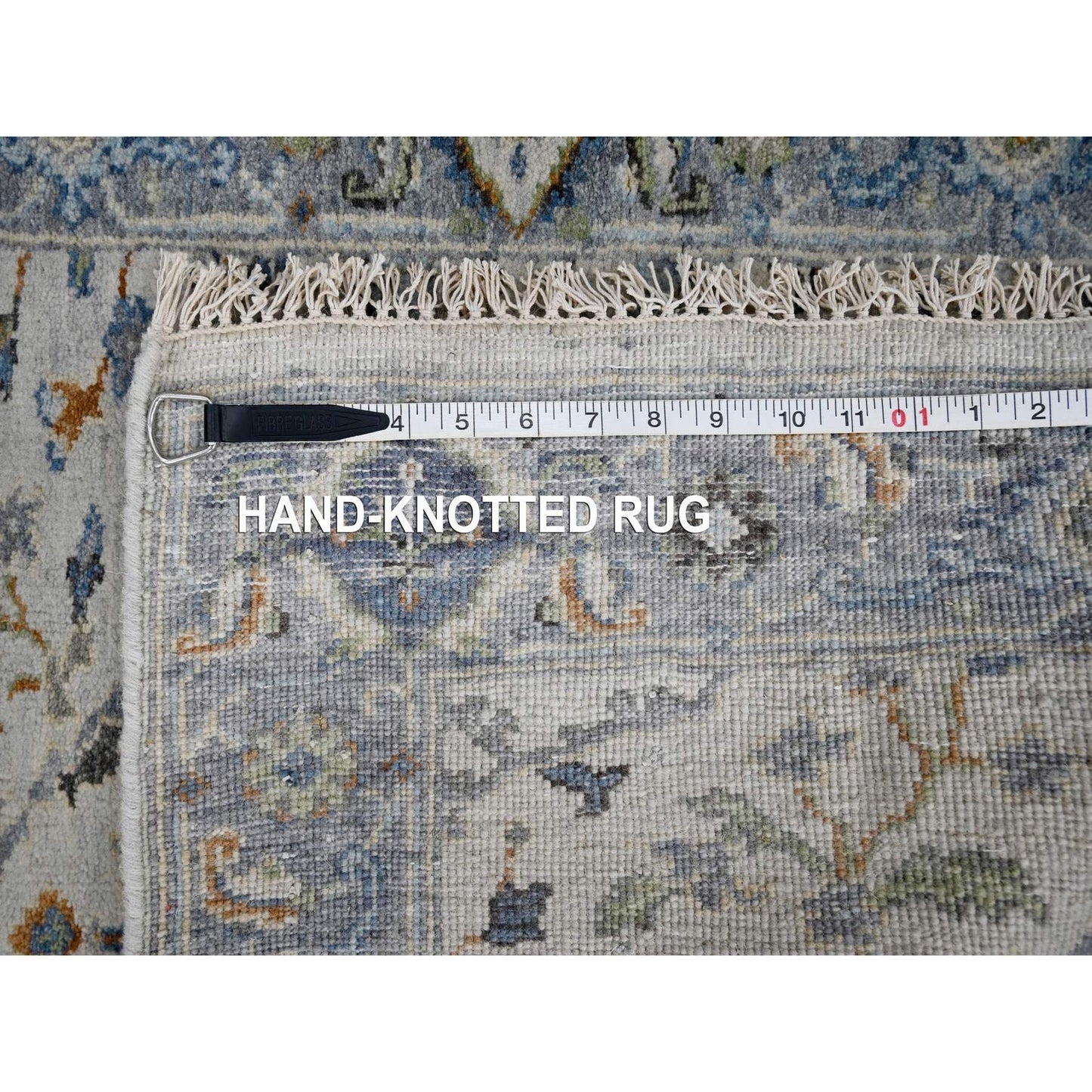 2'5"X7'9" White Denser Weave Oushak Pure Wool Hand Knotted Runner Rug