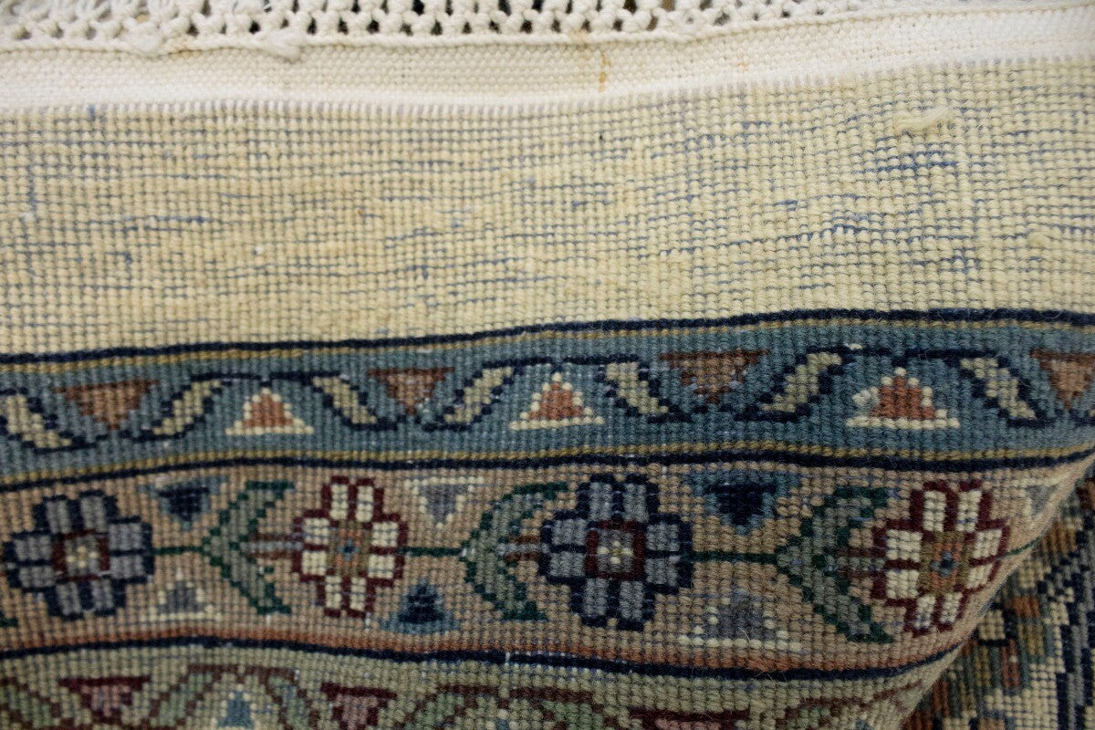 Classic Beige Floral Design Hand-Knotted Oriental