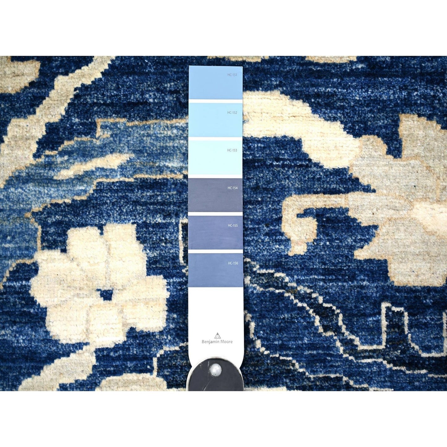 8'2"X9'8" Byzantine Blue Peshawar With Mahal Design Wool Hand Knotted Rug