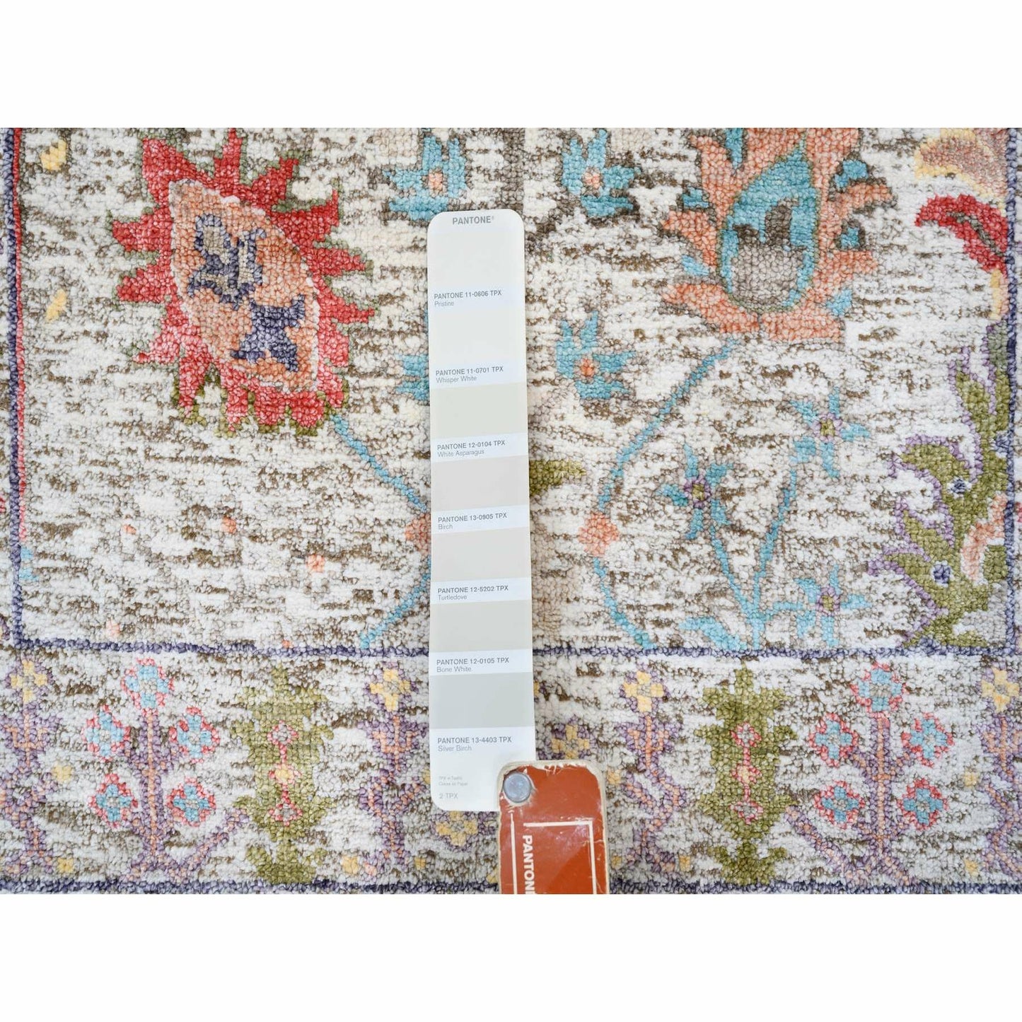 2'2"X3'1" Beige Silk With Textured Wool Hand Knotted Oriental Mat Rug