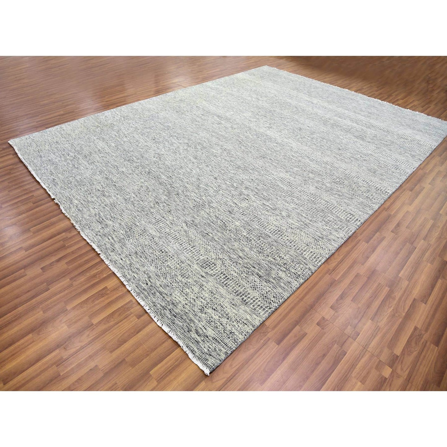 10'X13'10" Vintage Gray Undyed Wool Grass Hand Knotted Oriental Rug