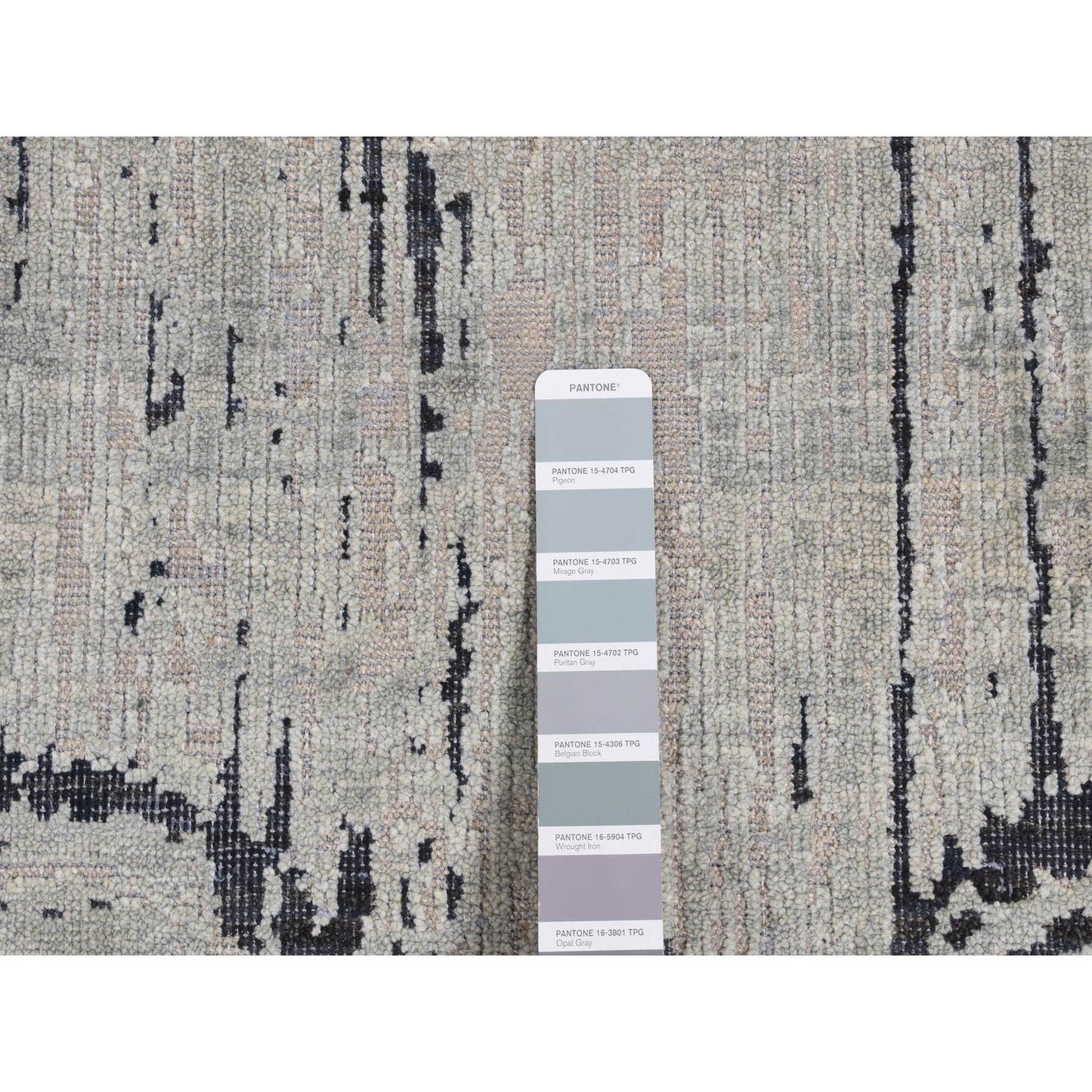 2'7"X8' Gray The Cane Design Pure Silk With Wool Hand Knotted Runner Rug