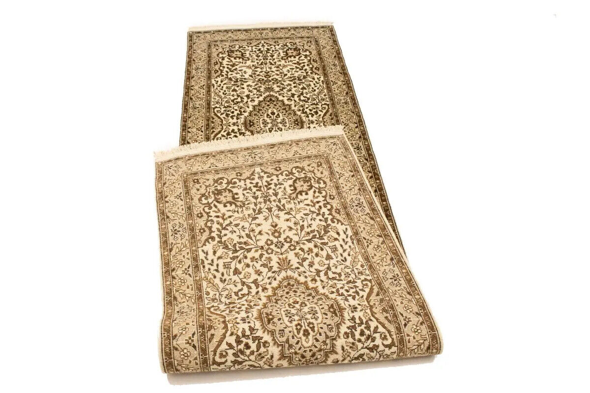 Handmade Kirman Oriental Runner Rug Plush Floral