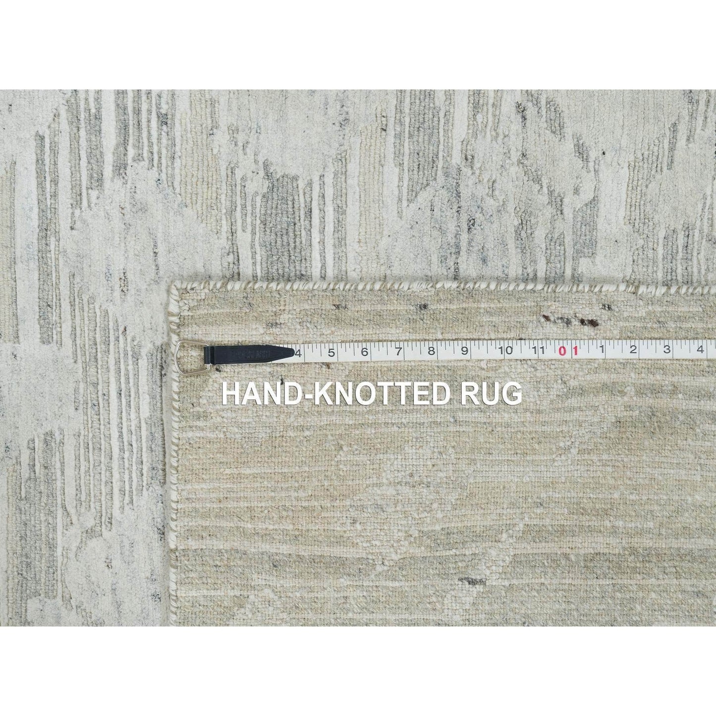 6'1"X6'2" Ivory Modern Design Undyed Natural Wool Hand Knotted Square Rug