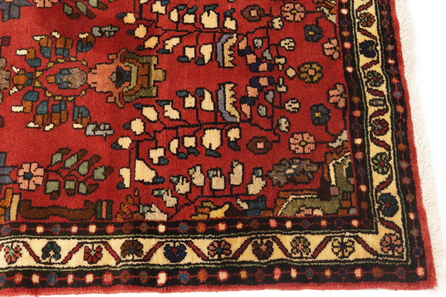 Handmade Vintage Oriental Runner Rug Red Floral