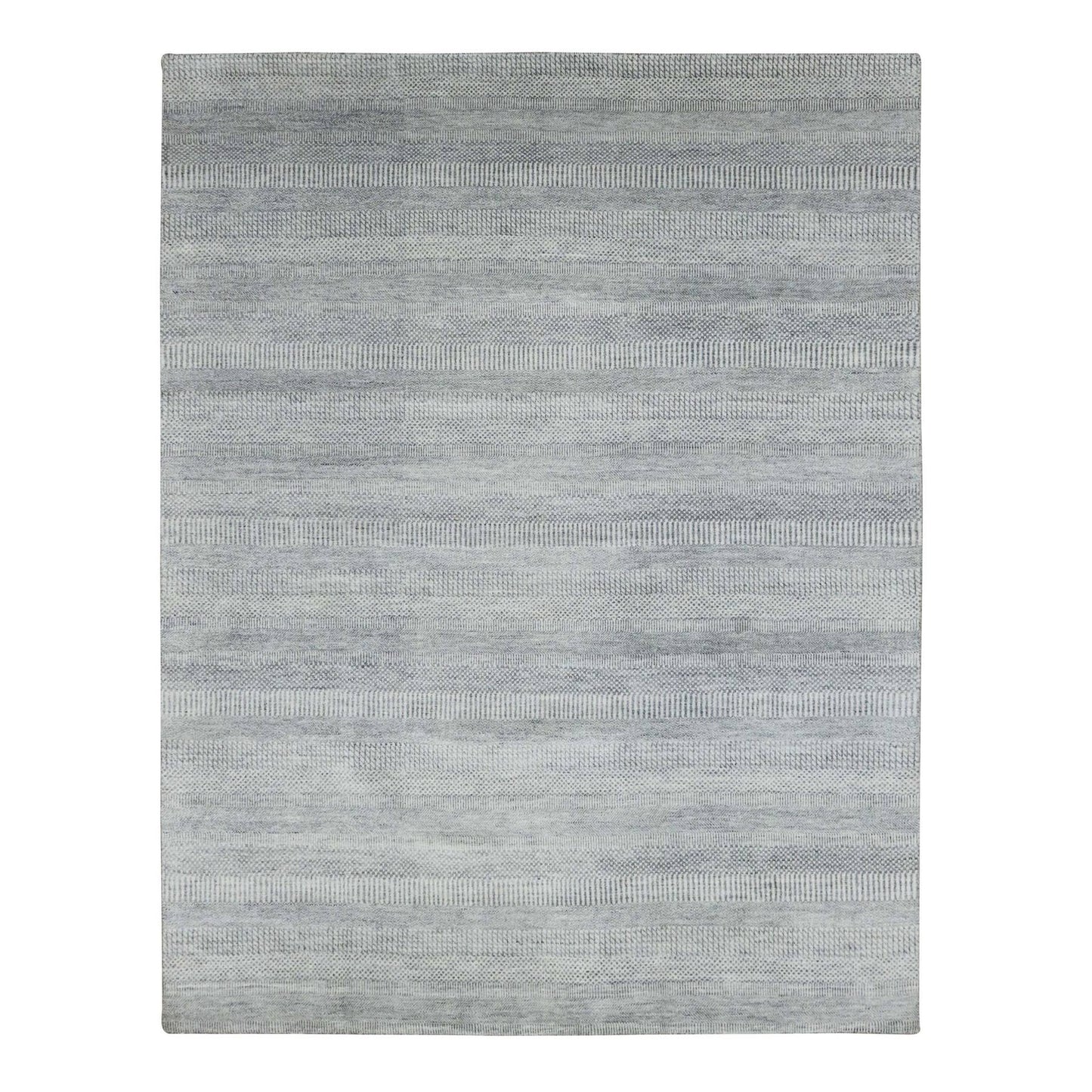 8'X10'3" Gainsboro Gray Wool And Silk Hand Knotted Grass Design Rug