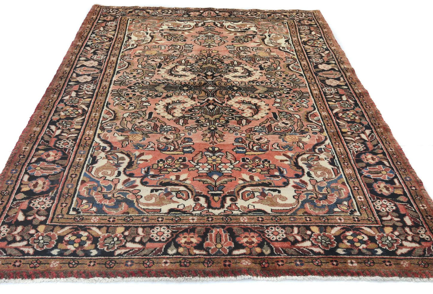 Handmade Semi Antique Tribal Rug Muted Red Floral