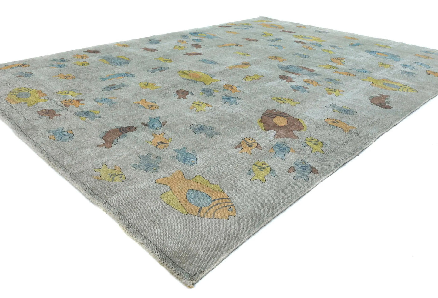 Distressed Vintage Antique Oriental Rug Beige