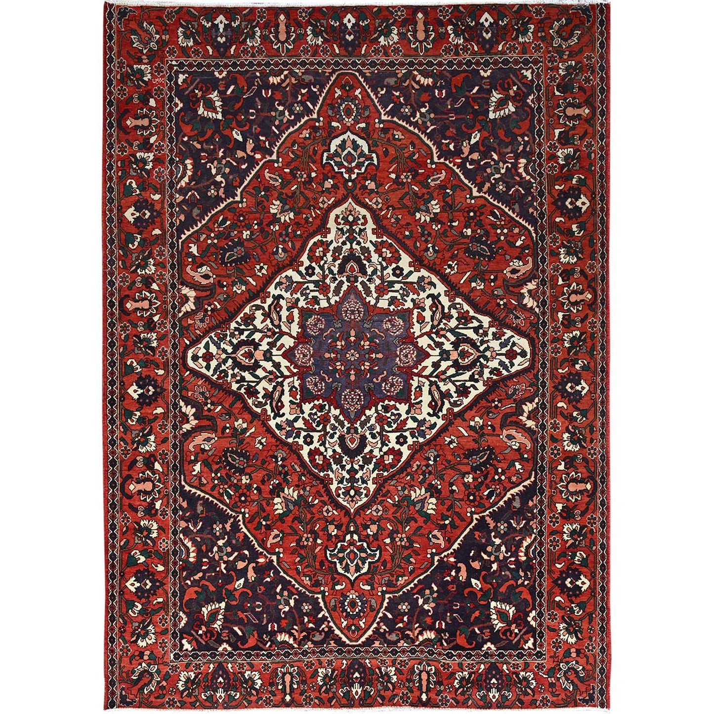 8'7"X11'2" Turkey Red Extra Soft Wool Vintage Baktiarjoon Oriental Rug